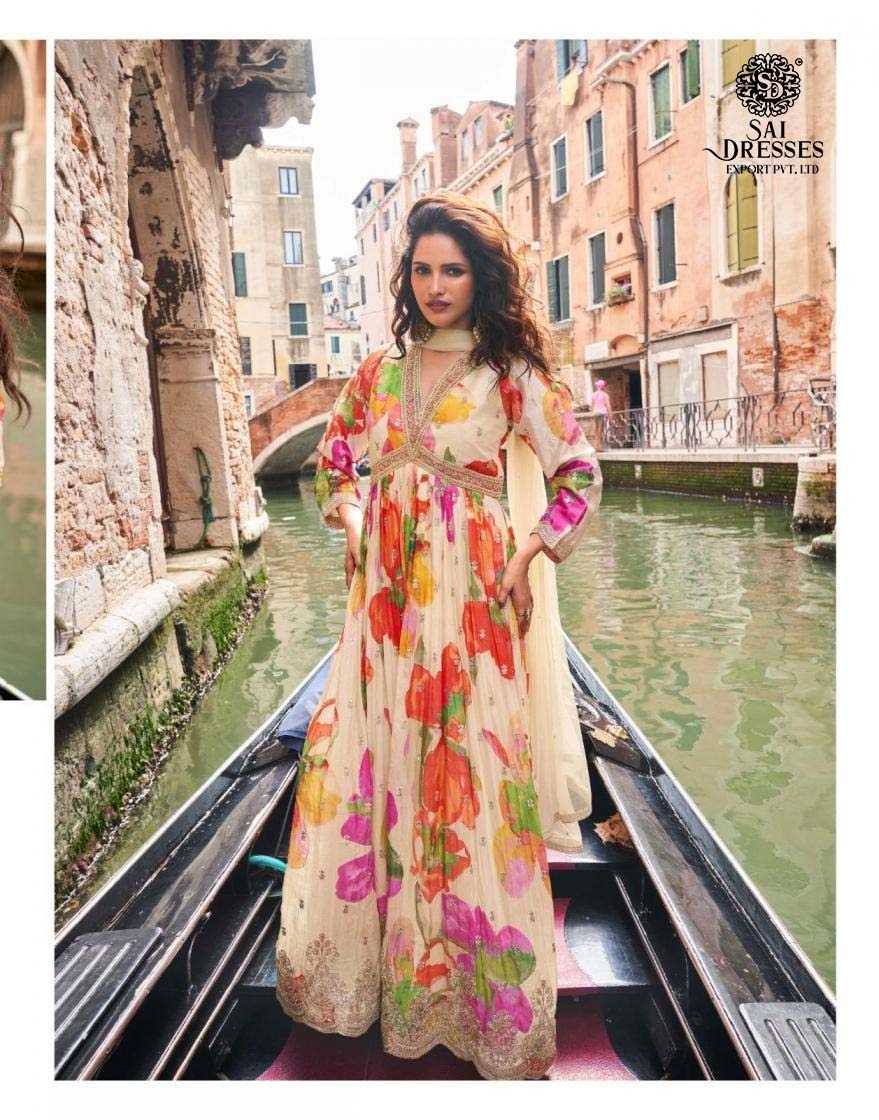 PREMIUM GEORGETTE DIGITAL FLORAL SUITS WITH HAND EMBROIDERY & NET DUPATTA