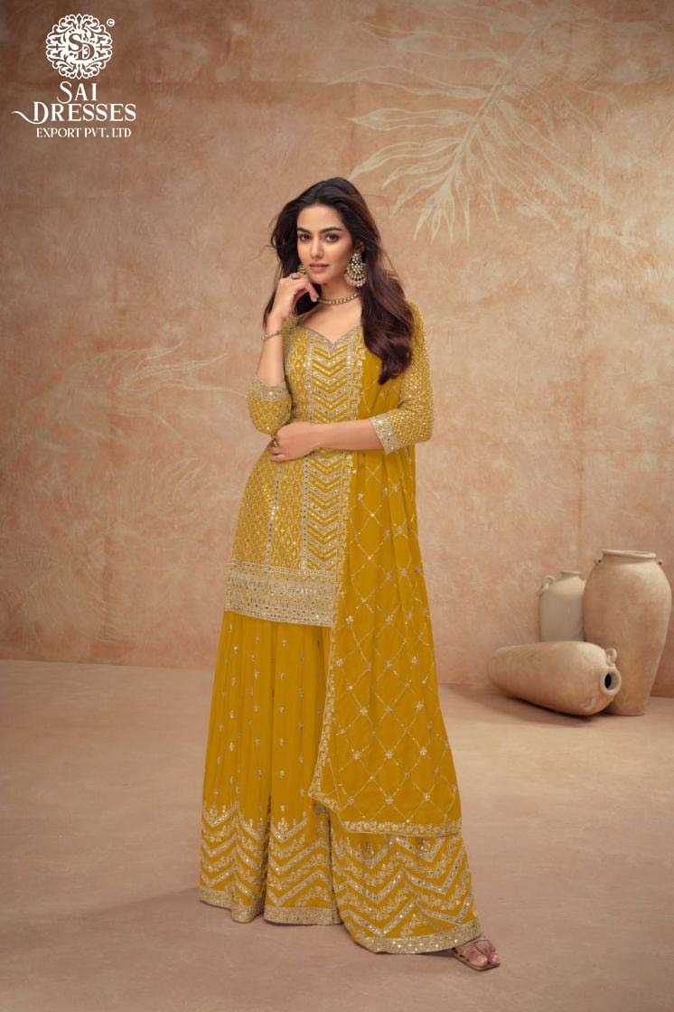 VIBRANT GEORGETTE SHARARA SUIT WITH HEAVY ZARI AND SEQUENCE EMBROIDERY, PAIRED WITH A MATCHING DUPATTA FOR A REGAL FESTIVE LOOK