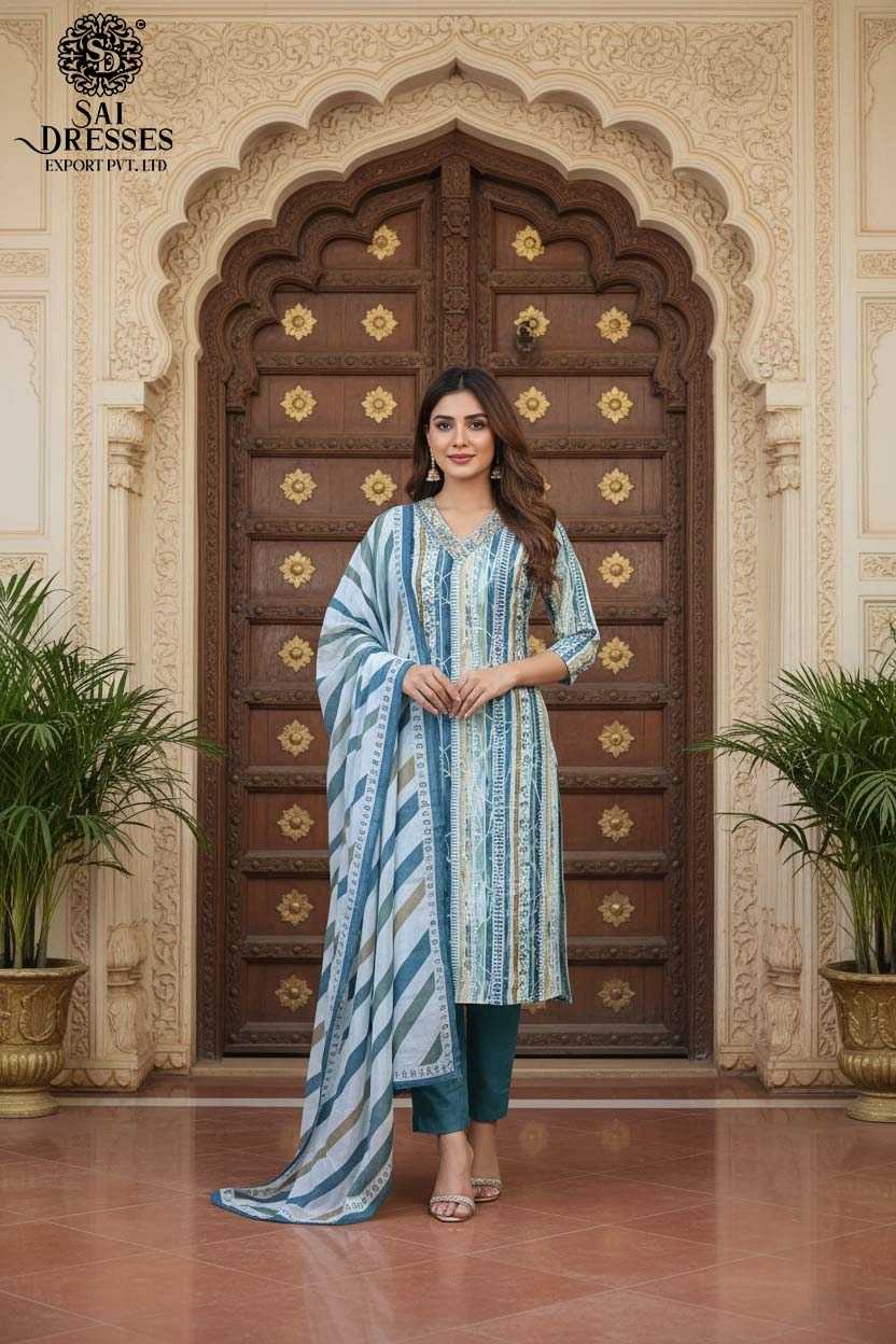 ELEGANT SKY BLUE STRAIGHT SUIT WITH MATCHING STRIPED DUPATTA – LIGHTWEIGHT, CLASSY, AND PERFECT FOR EVERYDAY ELEGANCE.