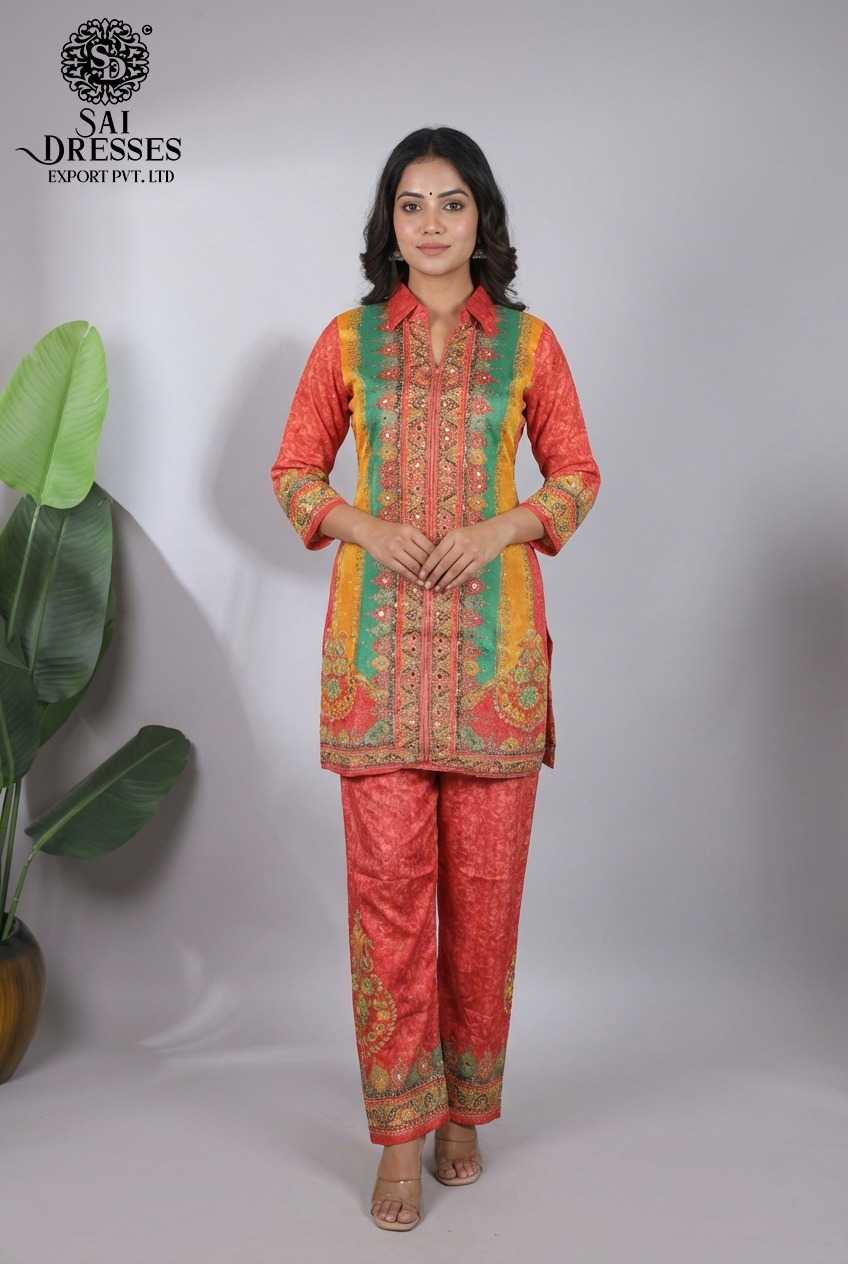 CHINON TOMATO RED SUIT WITH INTRICATE WORK, TRADITIONAL PRINT PATTERNS AND PREMIUM COMFORT FIT
