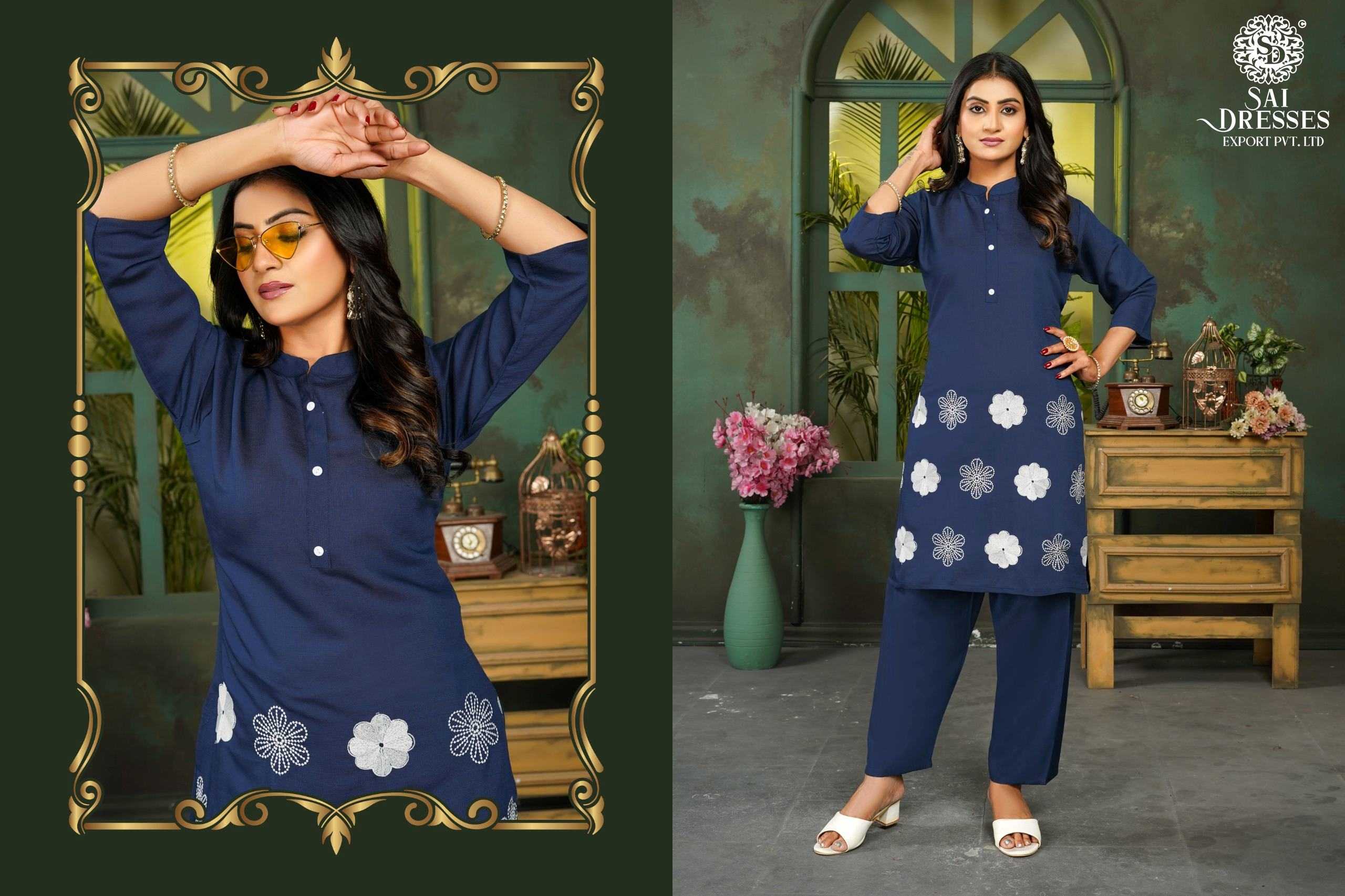 ELEGANT BLUE STRAIGHT CO-ORD SET WITH DELICATE HEAVY EMBROIDERY | WOMEN’S ETHNIC DAILY & OFFICE WEAR COLLECTION