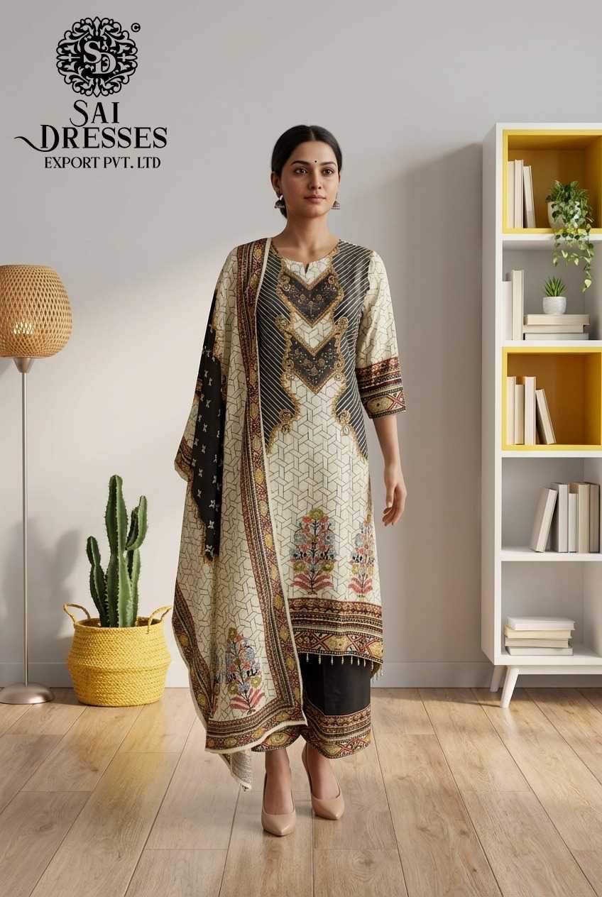 ELEGANT IVORY BLACK CHINON KURTI PANT DUPATTA SET WITH HEAVY HAND WORK AND CONTEMPORARY ETHNIC DESIGN