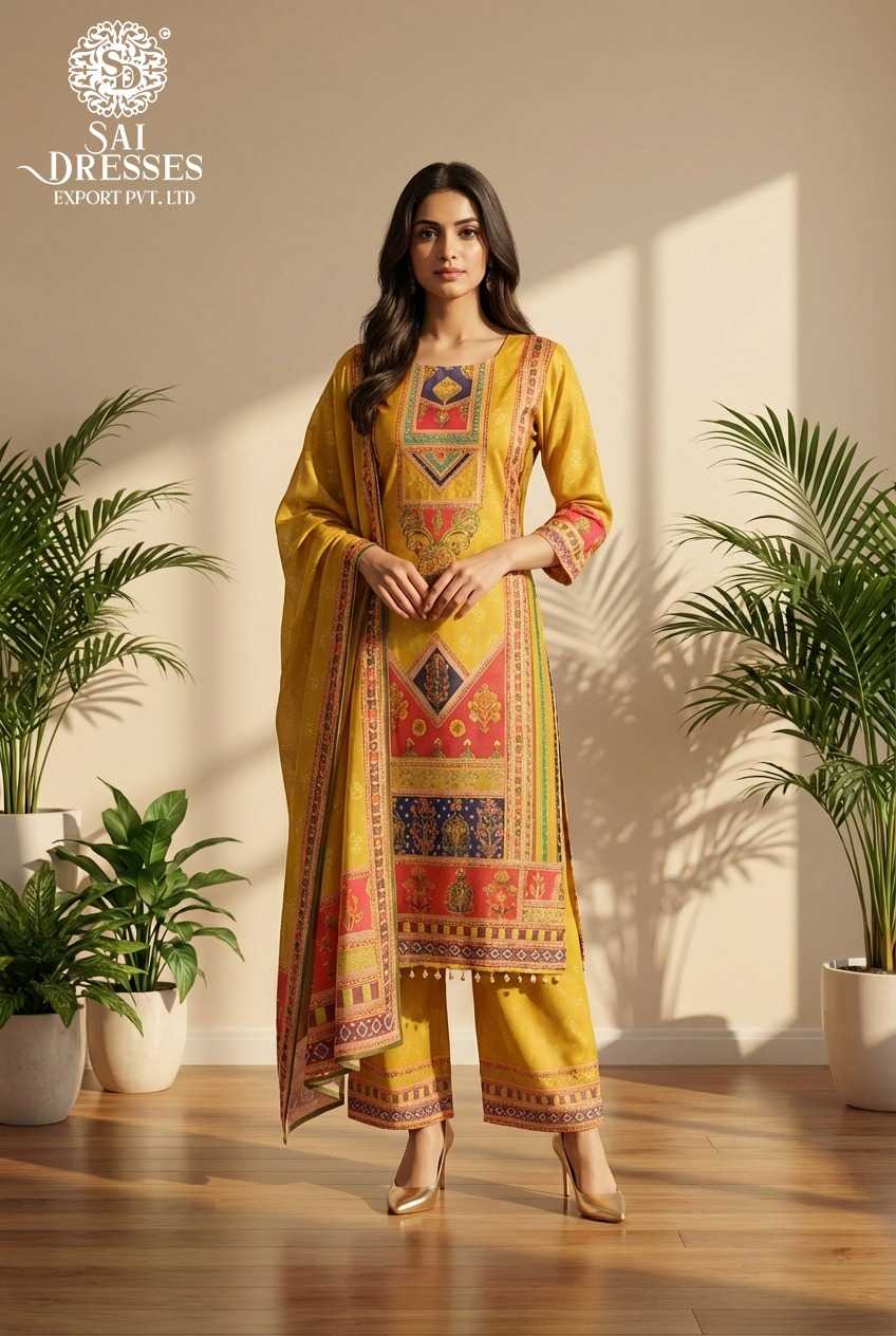 ELEGANT YELLOW CHINON DRESS WITH MATCHING DUPATTA IN DIGITAL PRINT – PREMIUM FESTIVE & PARTY WEAR