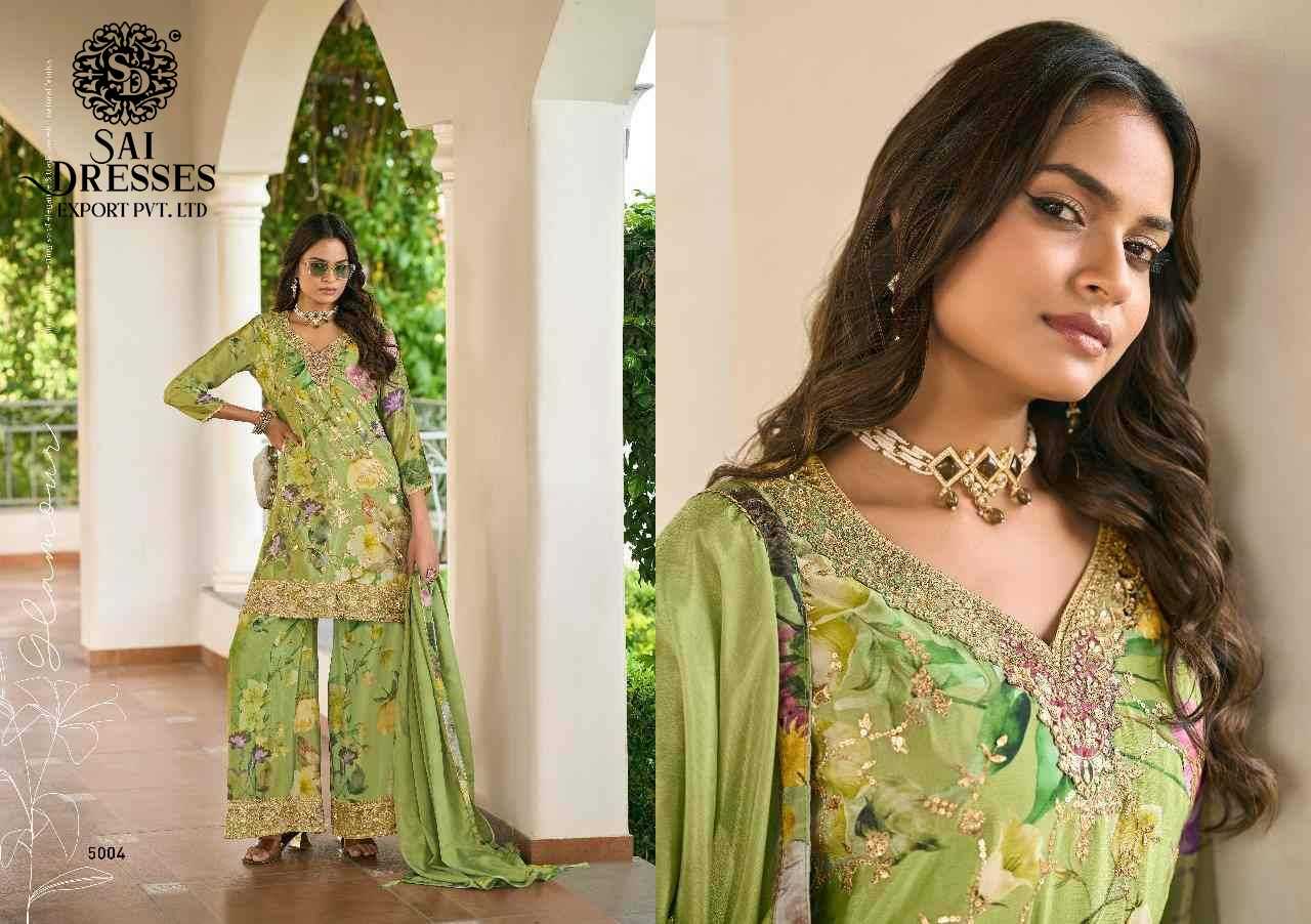 HEAVY CHINON WITH HEAVY EMBROIDERY WORK AND  DIGITAL PRINTED THREE PIC SET AND FANCY LACE DUPATTA