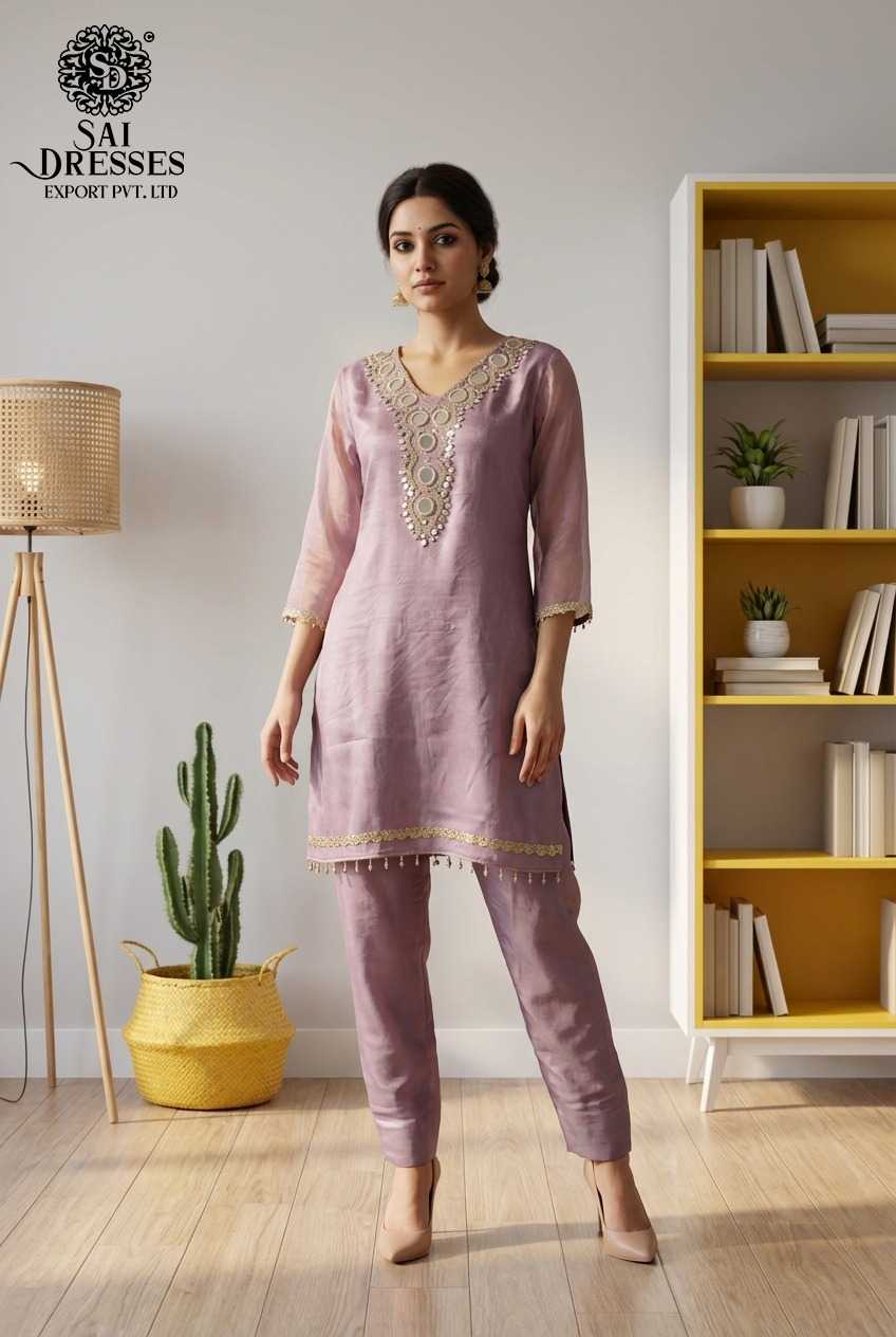 LEVENDER GOLD CRUSH FABRIC SUIT SET WITH ELEGANT MIRROR WORK AND FINE EMBELLISHMENTS 