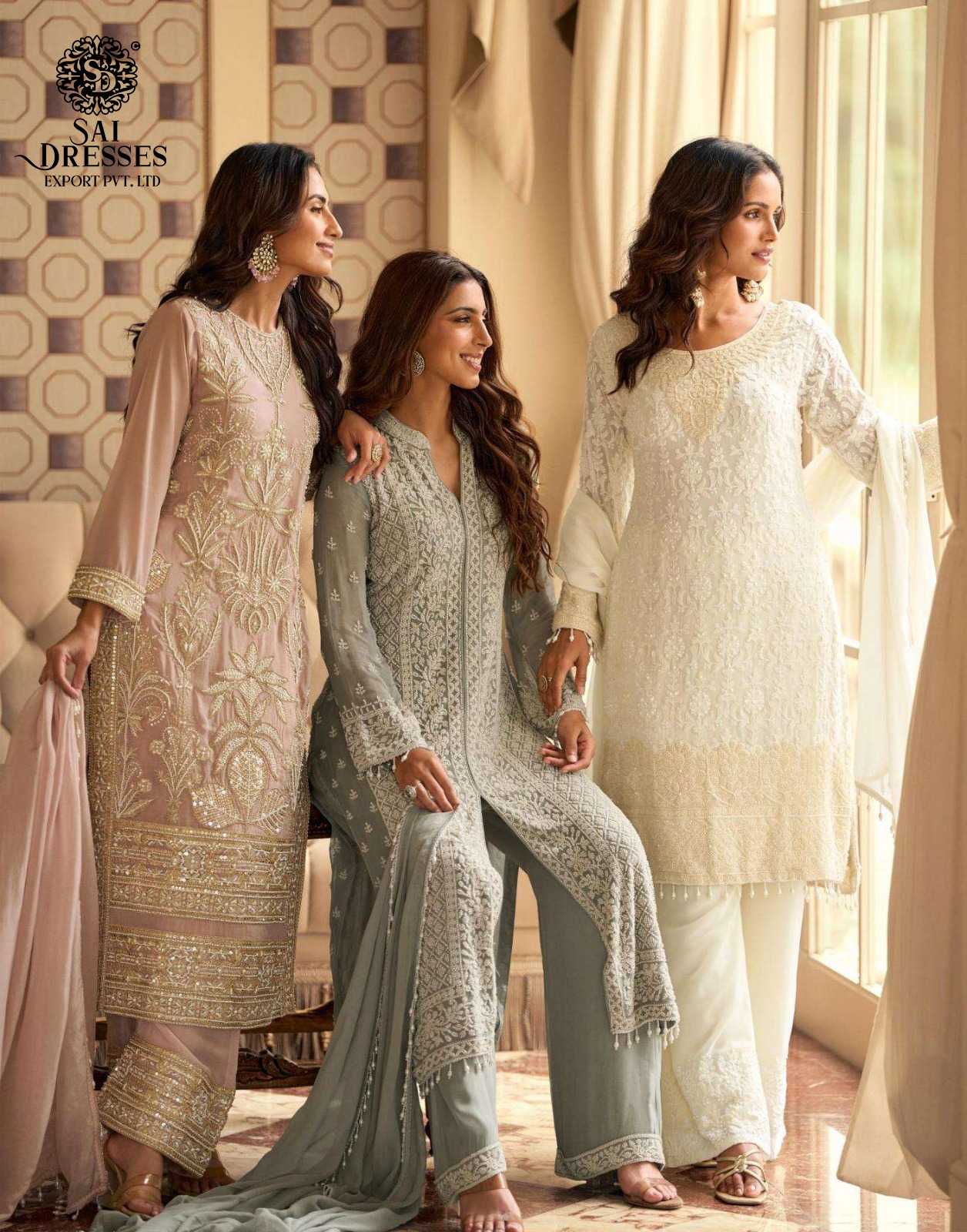 LUXURY EMBROIDERED PREMIUM GEORGETTE DRESSES COLLECTION IN THREE DIFFRENT SHADES