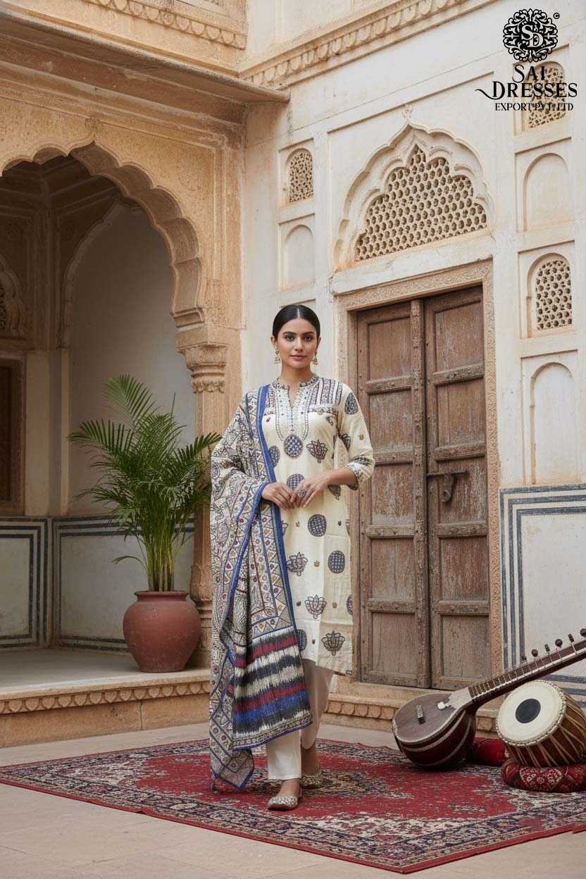 LUXURY PURE MAL COTTON KURTI SET WITH FINE GPO LACE HANDWORK AND PREMIUM COMFORT FINISHING