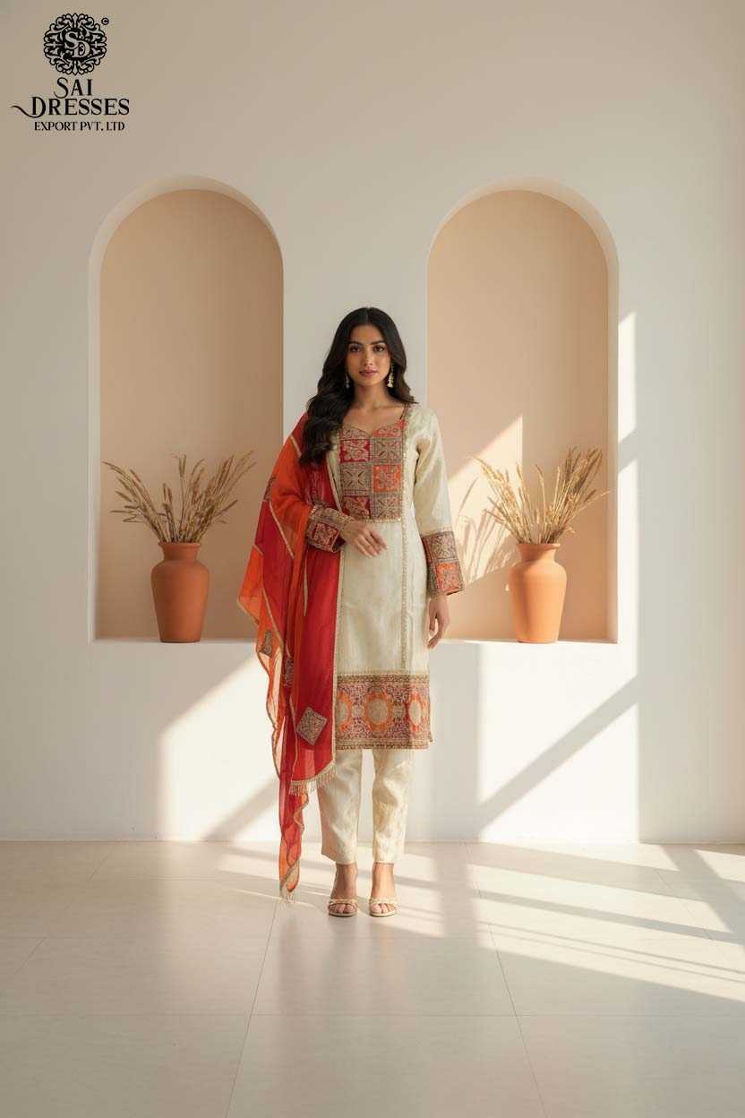 LUXURY VISCOSE JACQUARD SHIMMER ETHNIC WEAR WITH RICH HEAVY POSITION PRINT DETAILING