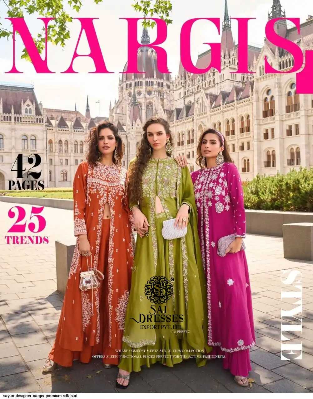 NARGIS REAL PREMIUM SILK AND REAL ORGANZA EMBROIDERED SUIT SET WITH ELEGANT HAND WORK – LUXURY FESTIVE & DESIGNER WEAR