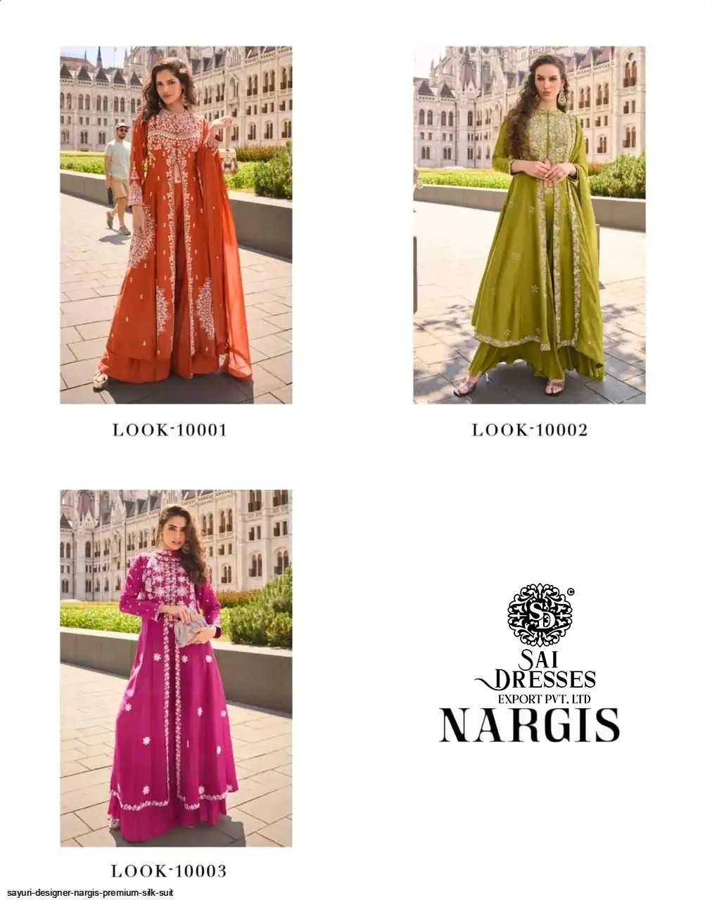 NARGIS REAL PREMIUM SILK AND REAL ORGANZA EMBROIDERED SUIT SET WITH ELEGANT HAND WORK – LUXURY FESTIVE & DESIGNER WEAR