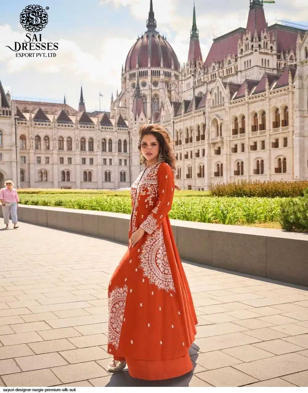 NARGIS REAL PREMIUM SILK AND REAL ORGANZA EMBROIDERED SUIT SET WITH ELEGANT HAND WORK – LUXURY FESTIVE & DESIGNER WEAR