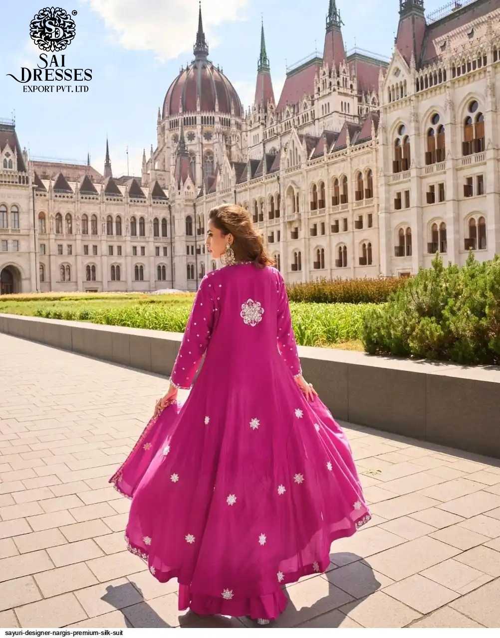 NARGIS REAL PREMIUM SILK AND REAL ORGANZA EMBROIDERED SUIT SET WITH ELEGANT HAND WORK – LUXURY FESTIVE & DESIGNER WEAR