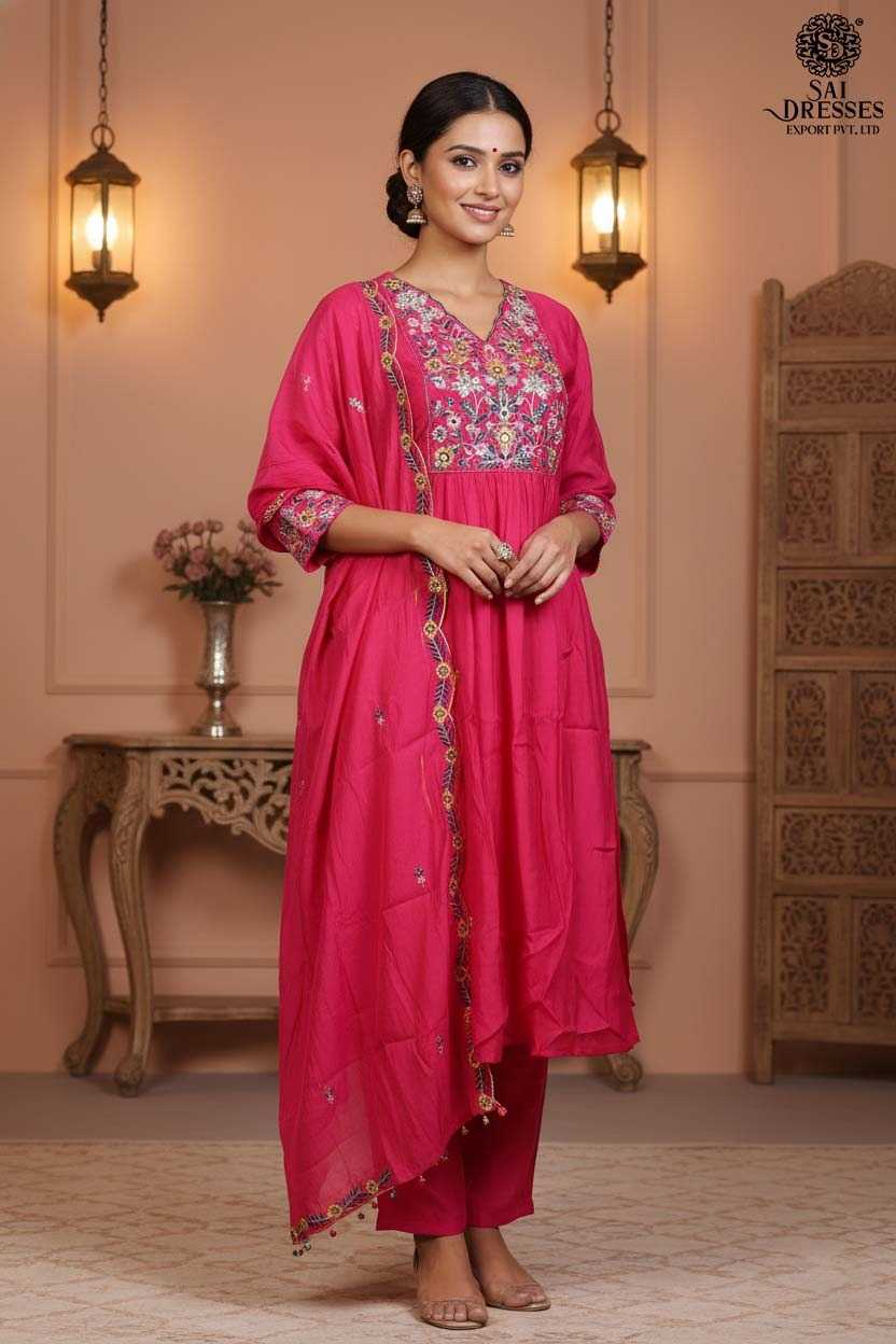 PINK PURE CHANDERI STRAIGHT CUT SUIT SET WITH RICH HEAVY HANDWORK AND INTRICATE EMBROIDERY, ELEGANT NECK DETAILING, MATCHING PANTS AND DESIGNER DUPATTA