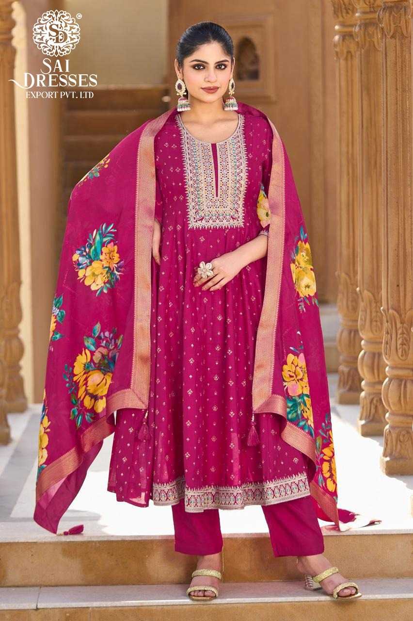 PINK TRADITIONAL ANARKALI SUIT SET WITH INTRICATE VICHITRA SILK  AND CONTRAST PINK PRINTED DUPATTA FOR FESTIVE AND WEDDING WEAR