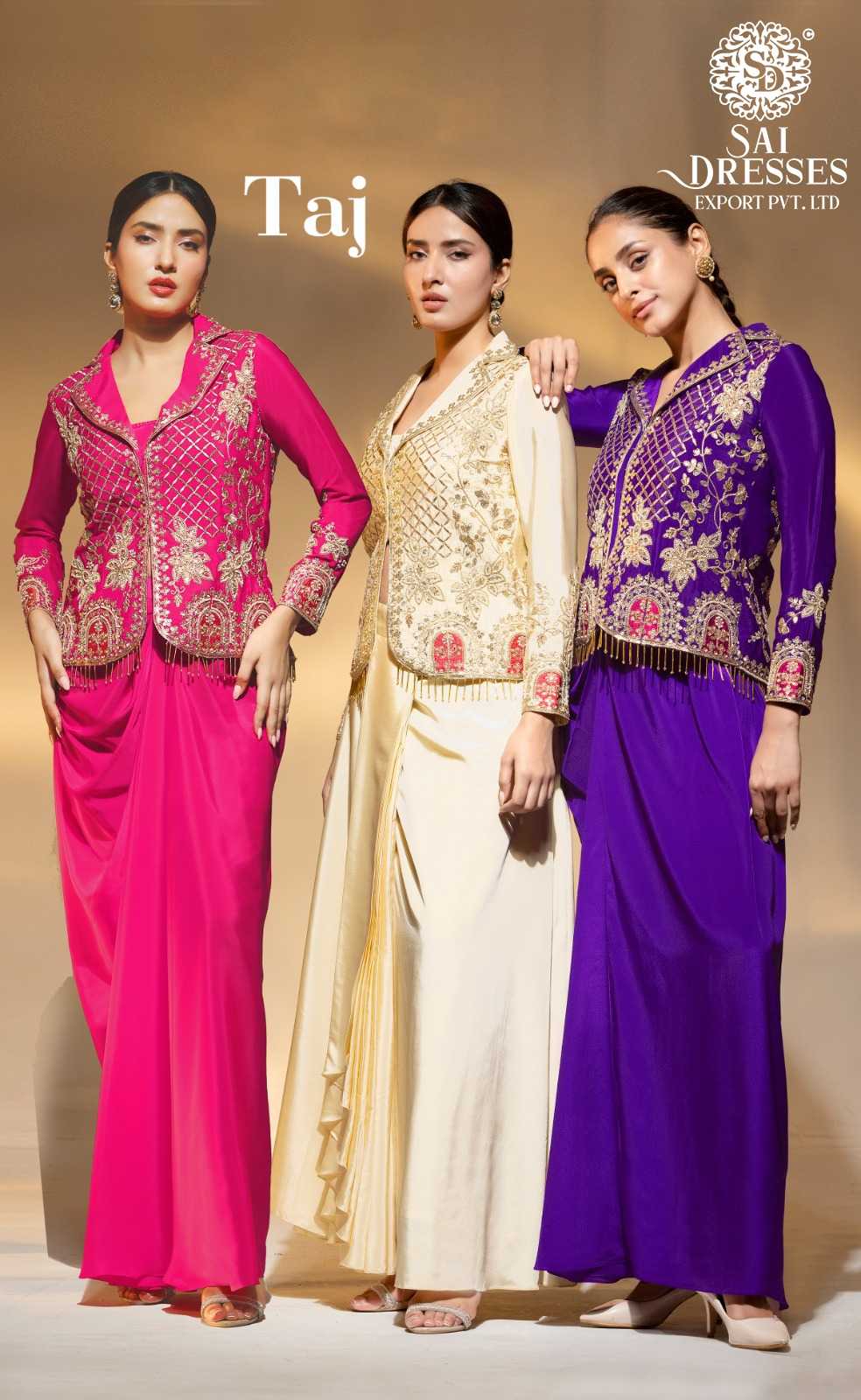 PREMIUM DESIGNER BEADS AND DABKA DORI HAND EMBROIDERED JACKET STYLE SET WITH MATCHING INNER AND FLARED BOTTOM – LUXURY FESTIVE AND PARTY WEAR COLLECTION