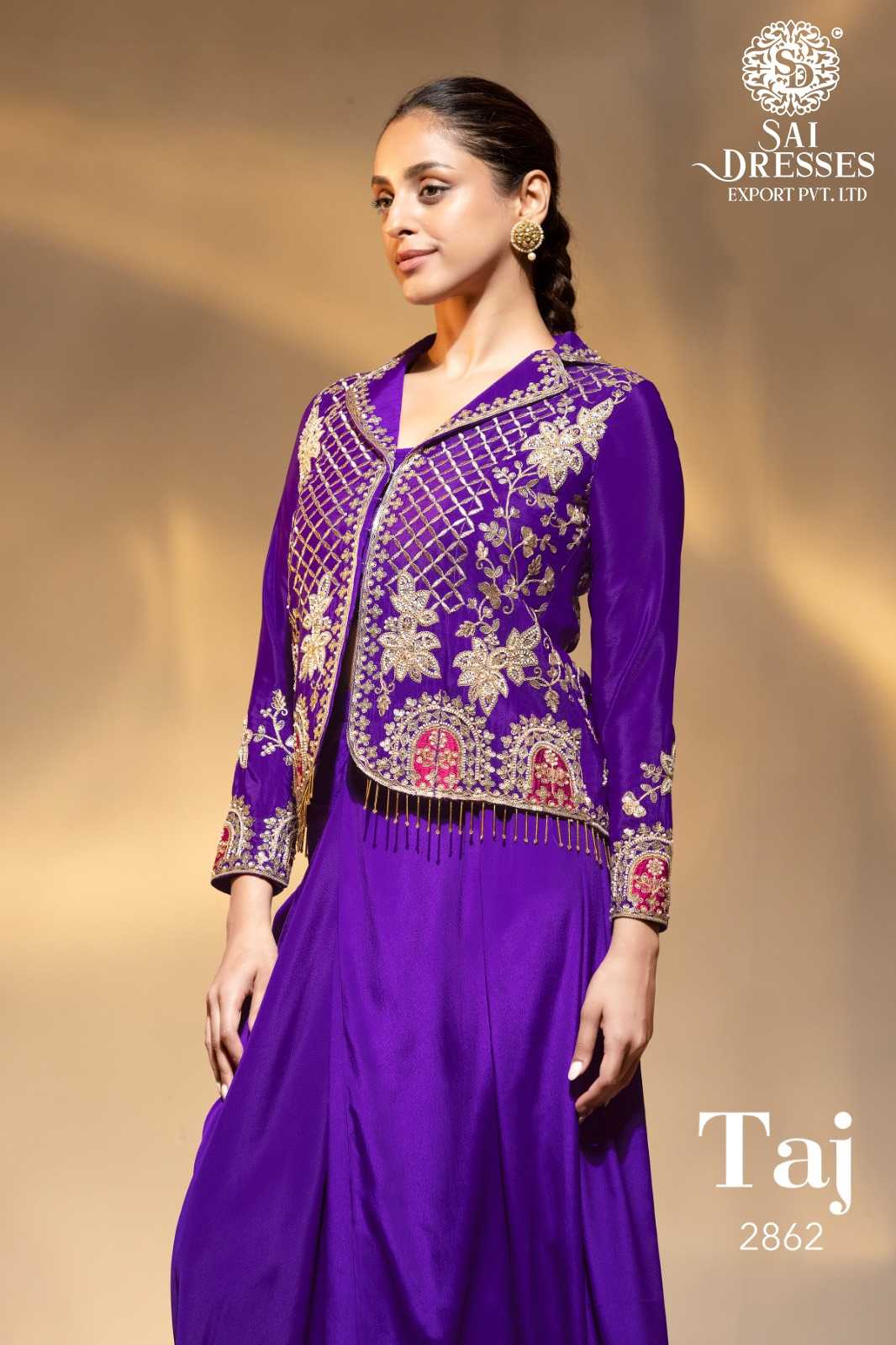 PREMIUM DESIGNER BEADS AND DABKA DORI HAND EMBROIDERED JACKET STYLE SET WITH MATCHING INNER AND FLARED BOTTOM – LUXURY FESTIVE AND PARTY WEAR COLLECTION