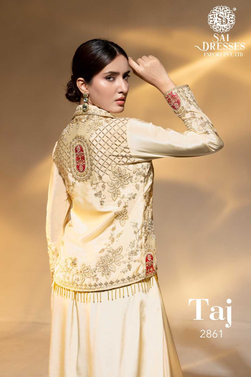 PREMIUM DESIGNER BEADS AND DABKA DORI HAND EMBROIDERED JACKET STYLE SET WITH MATCHING INNER AND FLARED BOTTOM – LUXURY FESTIVE AND PARTY WEAR COLLECTION