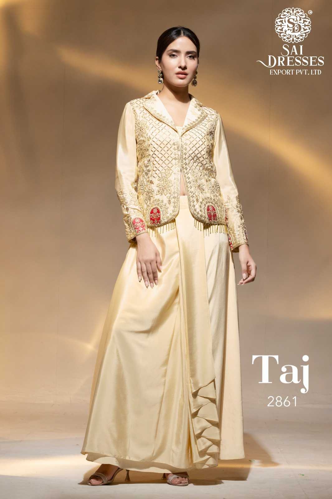 PREMIUM DESIGNER BEADS AND DABKA DORI HAND EMBROIDERED JACKET STYLE SET WITH MATCHING INNER AND FLARED BOTTOM – LUXURY FESTIVE AND PARTY WEAR COLLECTION