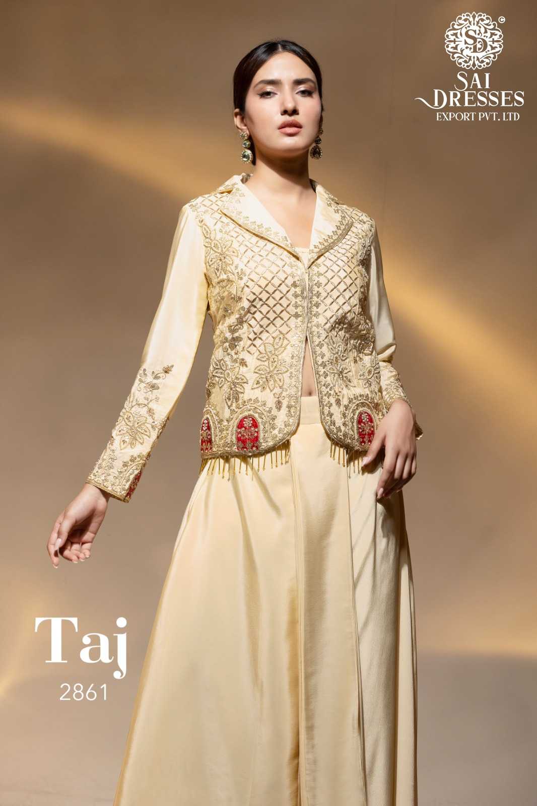 PREMIUM DESIGNER BEADS AND DABKA DORI HAND EMBROIDERED JACKET STYLE SET WITH MATCHING INNER AND FLARED BOTTOM – LUXURY FESTIVE AND PARTY WEAR COLLECTION