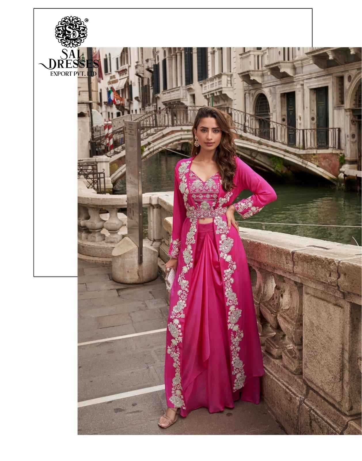 PREMIUM DESIGNER FUSION WEAR SET EMBROIDERED SHRUG WITH EMBROIDERED BLOUSE, FLOWY PLAZZO 