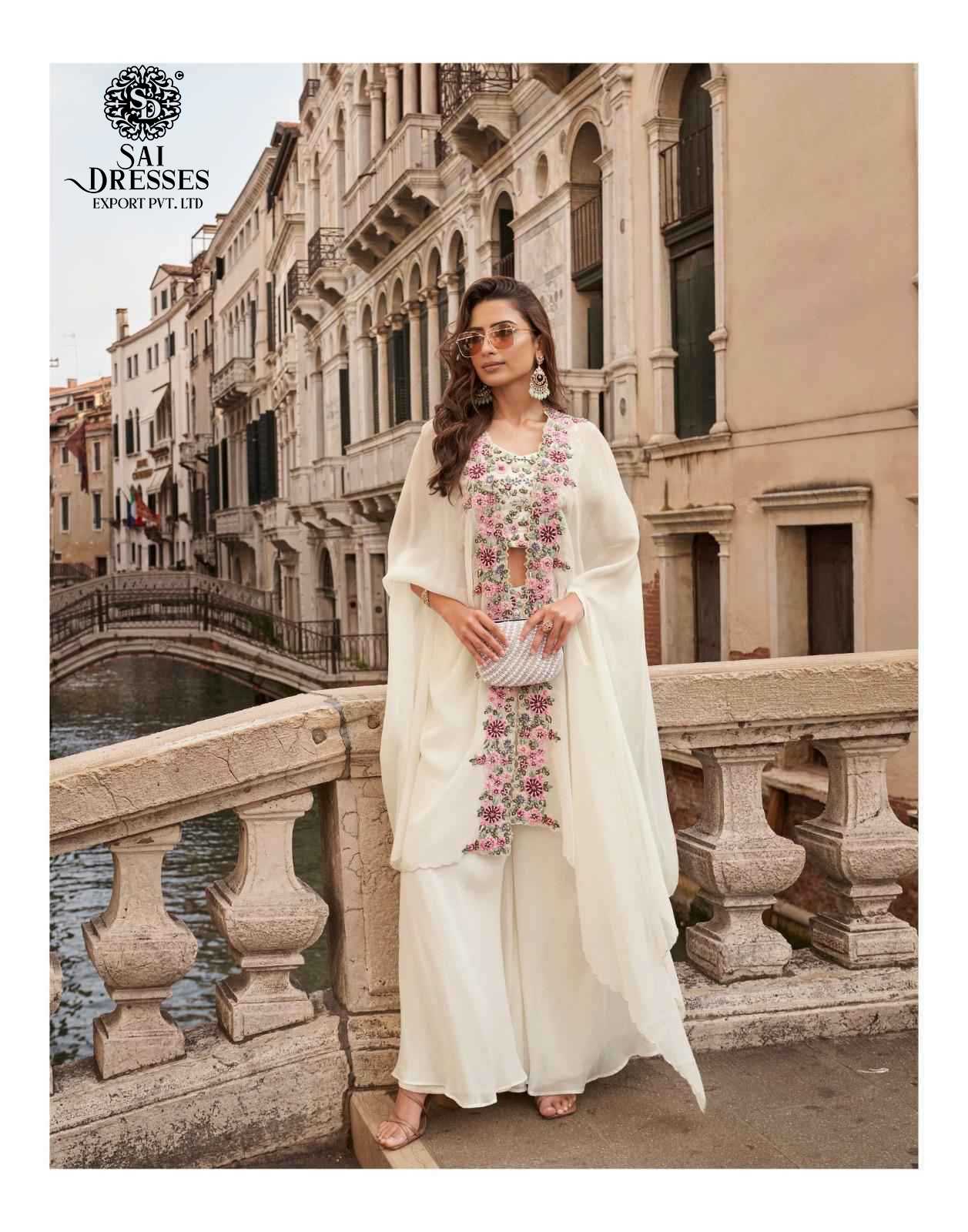 PREMIUM DESIGNER FUSION WEAR SET EMBROIDERED SHRUG WITH EMBROIDERED BLOUSE, FLOWY PLAZZO 