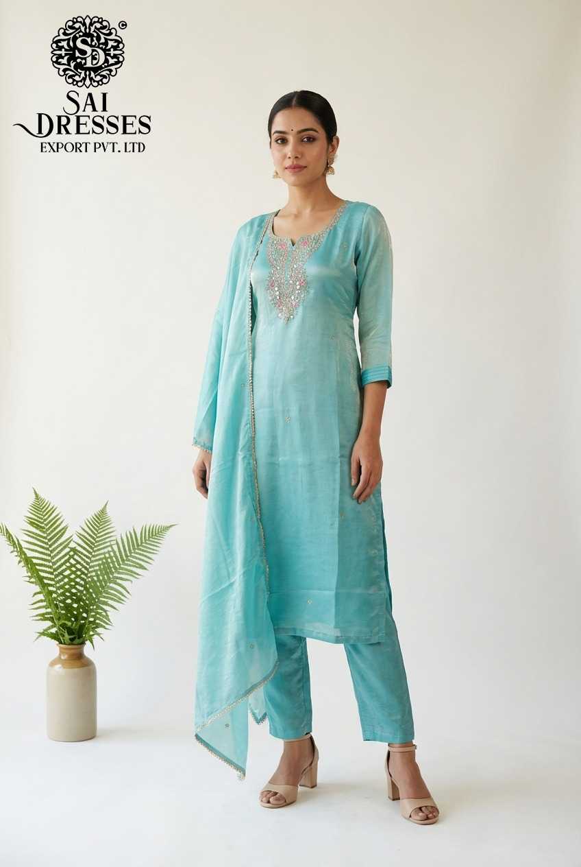 PREMIUM FANDY STRAIGHT AQUA BLUE KURTI WITH HEAVY HANDWORK AND ELEGANT DIGITAL PRINT, MATCHING PANTS AND STYLISH DUPATTA FOR WOMEN