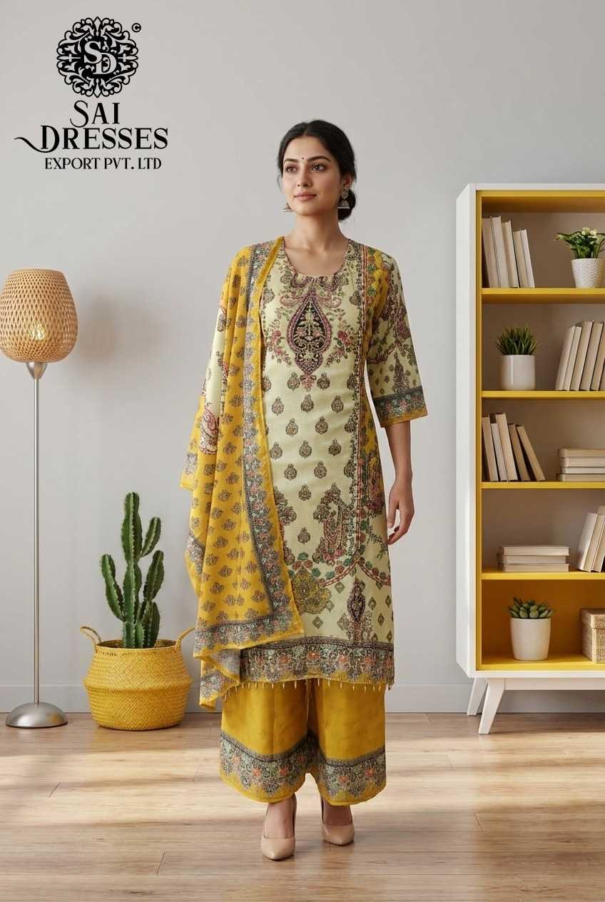PREMIUM MUSTARD YELLOW CHINON KURTI PANT DUPATTA SET WITH HEAVY HAND WORK AND RICH TRADITIONAL PRINT
