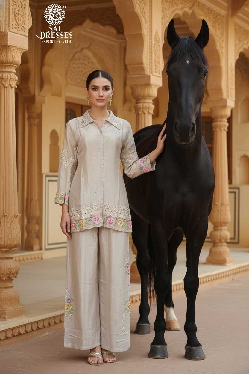 PREMIUM OFF WHITE PURE VISCOSE CHINON HEAVY HANDWORK AND EMBROIDERY KURTI PANT SET WITH ELEGANT FLORAL DETAILS