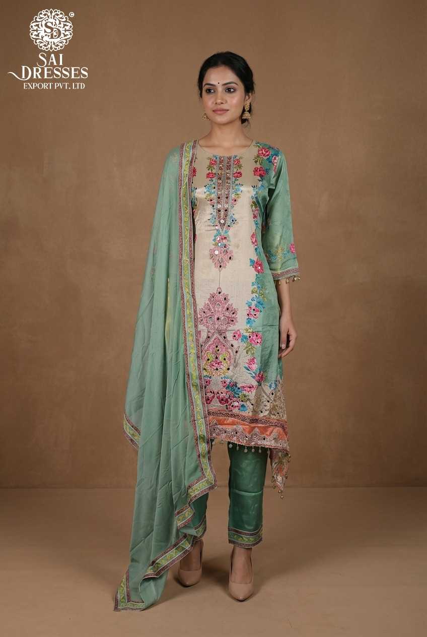 PREMIUM PURE CHINON STRAIGHT KURTI WITH ELEGANT HANDWORK, MATCHING PANTS AND STYLISH DUPATTA FOR WOMEN