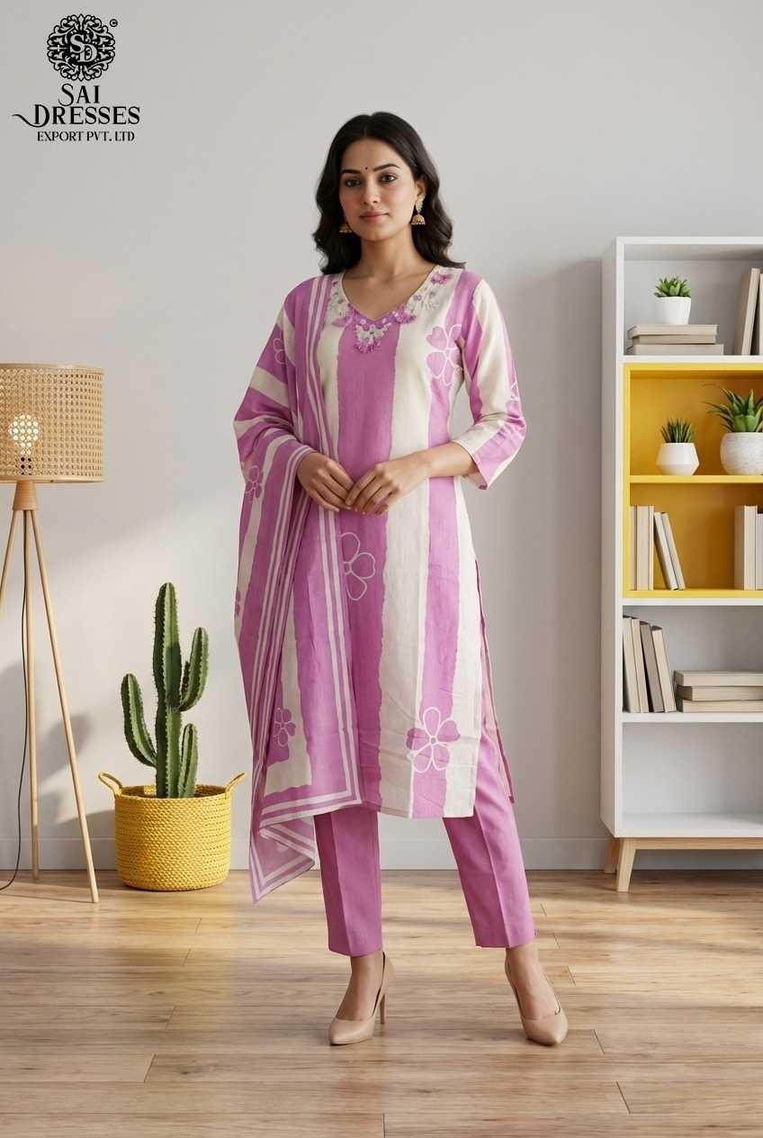 PREMIUM PURE COTTON ROSE BLUSH KURTI PANT SET WITH ELEGANT HANDWORK AND DIGITAL PRINT 