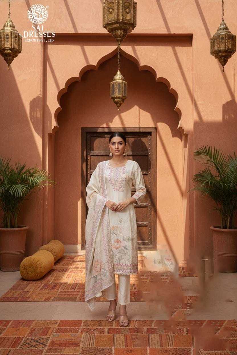 PREMIUM PURE MASLIN CREAM ELEGANT DIGITAL PRINTED SALWAR SUIT SET WITH HANDWORK AND MATCHING DUPATTA FOR WOMEN