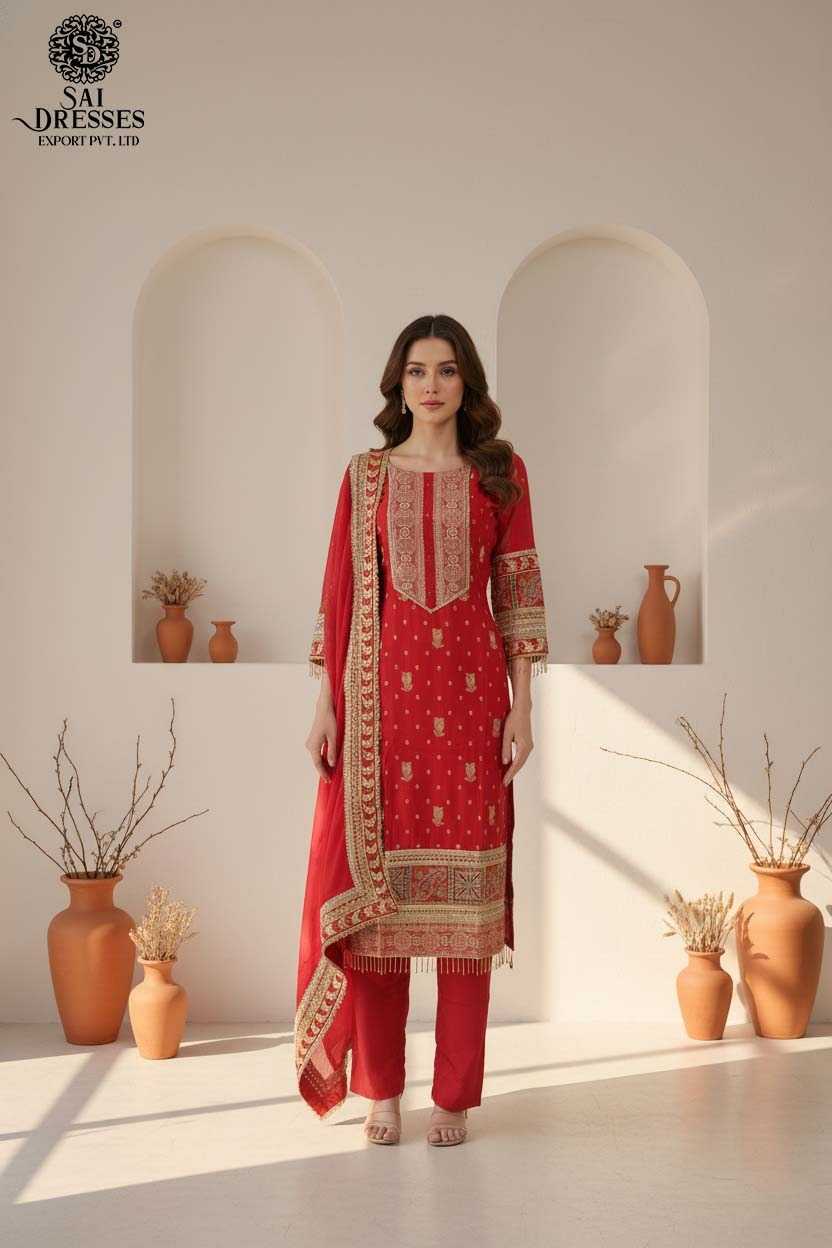 PREMIUM PURE ORGANZA JACQUARD FABRIC SUIT SET WITH INTRICATE HANDWORK AND HEAVY POSITION PRINTED DESIGN – ELEGANT FESTIVE  WEAR LADIES DRESS COLLECTION