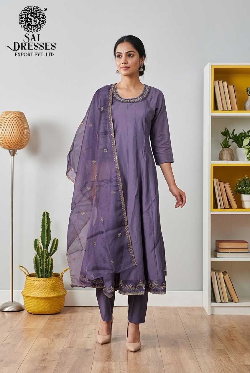 PREMIUM PURE ROMAN SILK STRAIGHT PURPLE KURTI WITH HEAVY HANDWORK AND ELEGANT SEQUENCE EMBELLISHMENT, MATCHING PANTS AND GRACEFUL DUPATTA FOR WOMEN