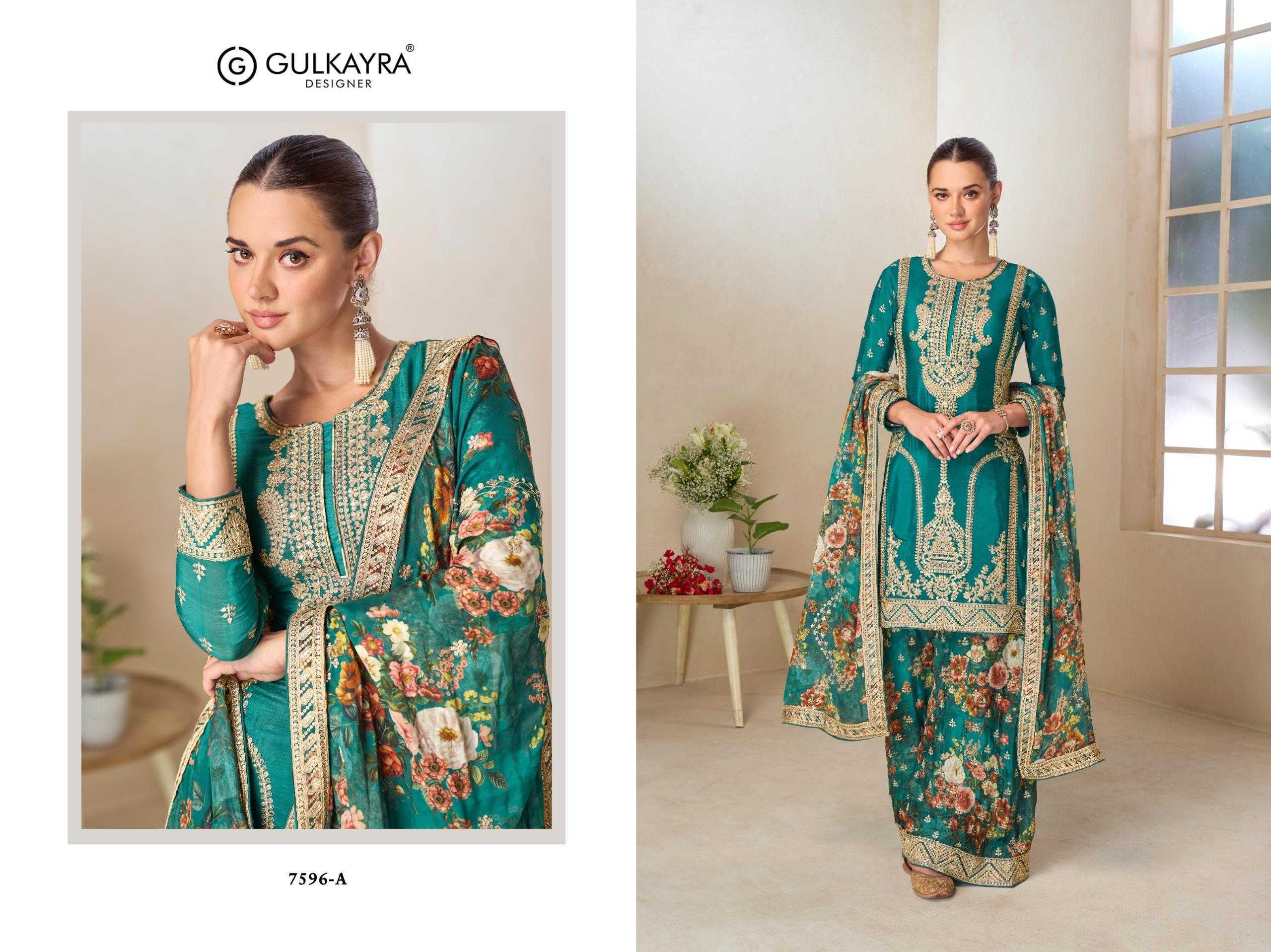 PREMIUM REAL CHINON DIGITAL PRINT KURTA SET WITH EMBROIDERY WORK, CHINON PLAZZO & MATCHING DUPATTA