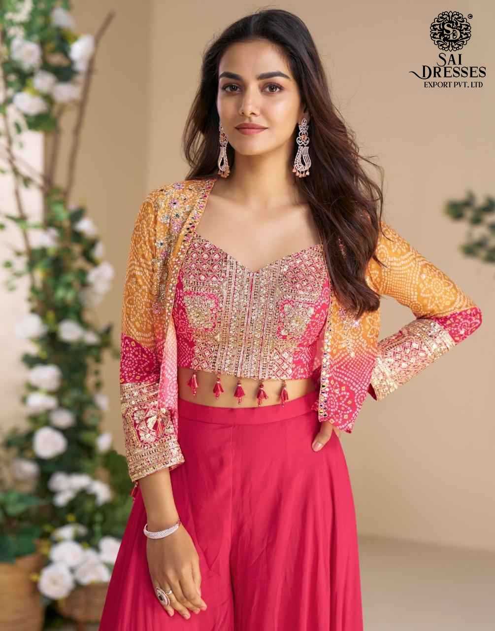 PREMIUM REAL CHINON SILK AND GEORGETTE 3 PIC COLLECTION IN BRIGHT FESTIVE SHADES