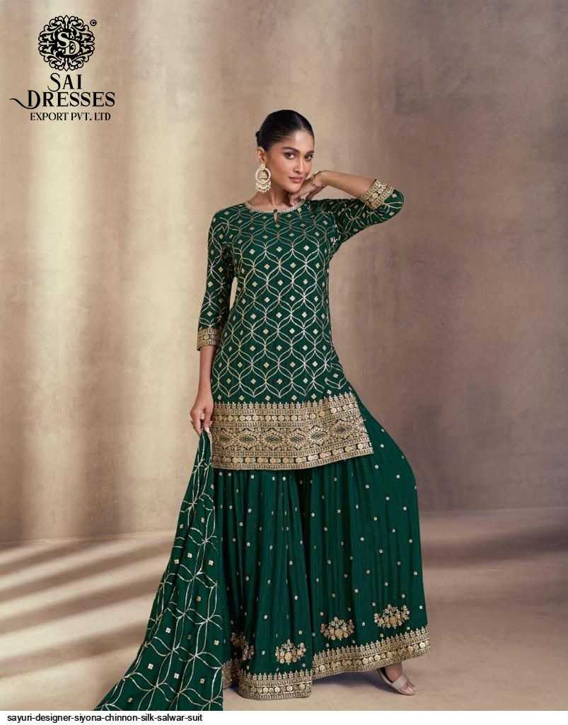 PREMIUM REAL CHINON SILK AND REAL GEORGETTE SHARARA SET WITH HEAVY EMBROIDERY – LUXURY FESTIVE & WEDDING WEAR COLLECTION