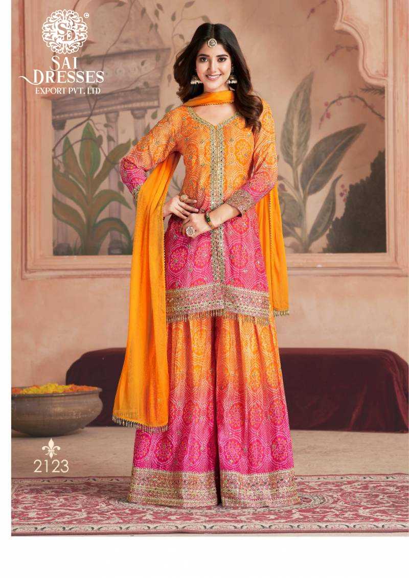 PREMIUM REAL CHINON SILK DESIGNER 3 PIC SET WITH HEAVY EMBROIDERY AND FLOWY SILHOUETTE – LUXURY FESTIVE & WEDDING WEAR COLLECTION