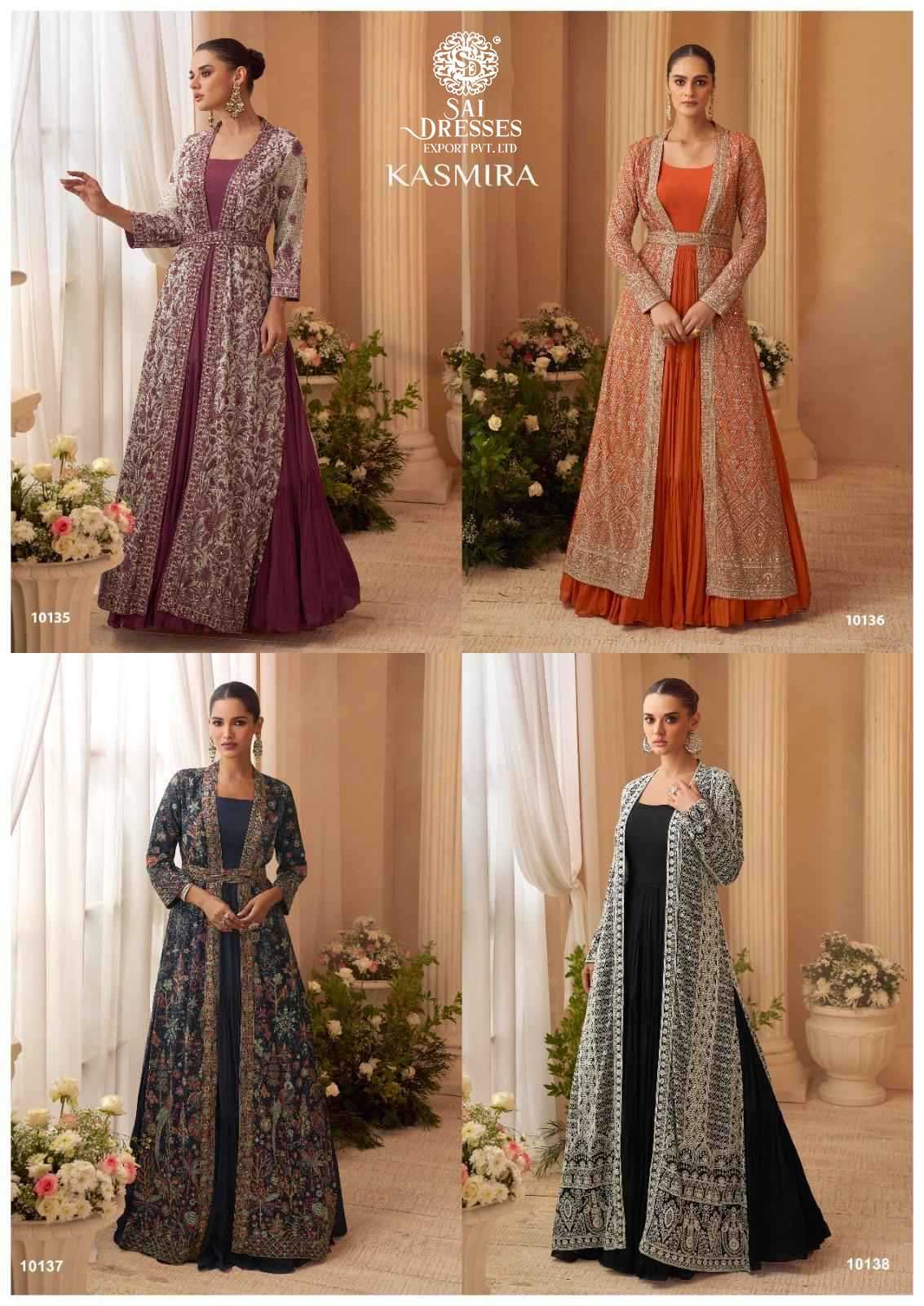 PREMIUM REAL CHINON SILK DESIGNER JACKET GOWN SET WITH HEAVY ALL-OVER EMBROIDERY – LUXURY FESTIVE & WEDDING WEAR COLLECTION