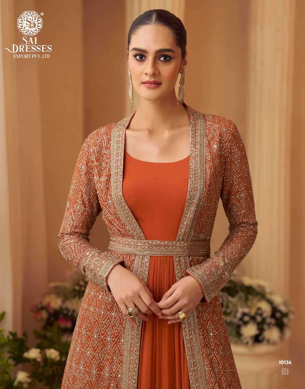 PREMIUM REAL CHINON SILK DESIGNER JACKET GOWN SET WITH HEAVY ALL-OVER EMBROIDERY – LUXURY FESTIVE & WEDDING WEAR COLLECTION