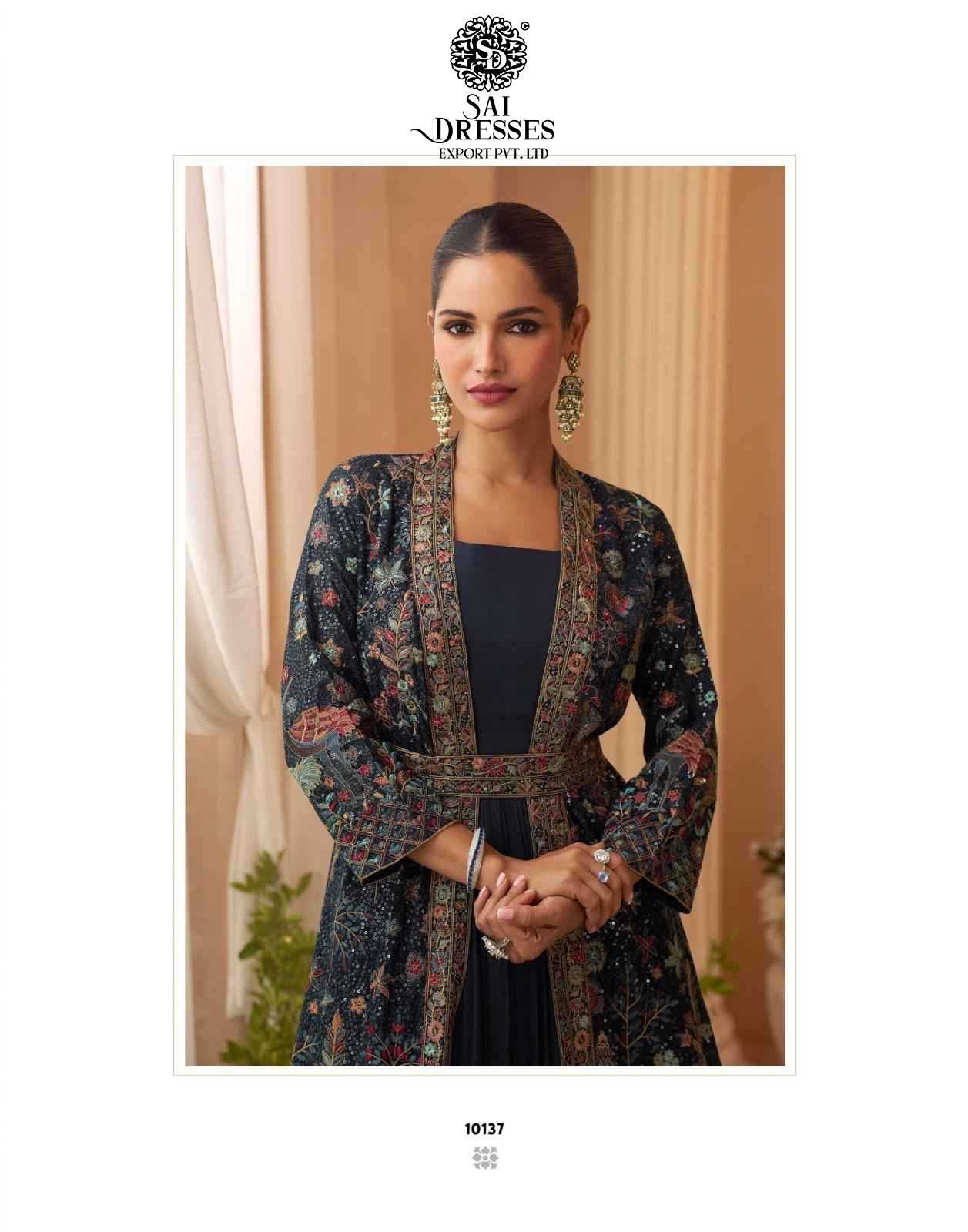 PREMIUM REAL CHINON SILK DESIGNER JACKET GOWN SET WITH HEAVY ALL-OVER EMBROIDERY – LUXURY FESTIVE & WEDDING WEAR COLLECTION