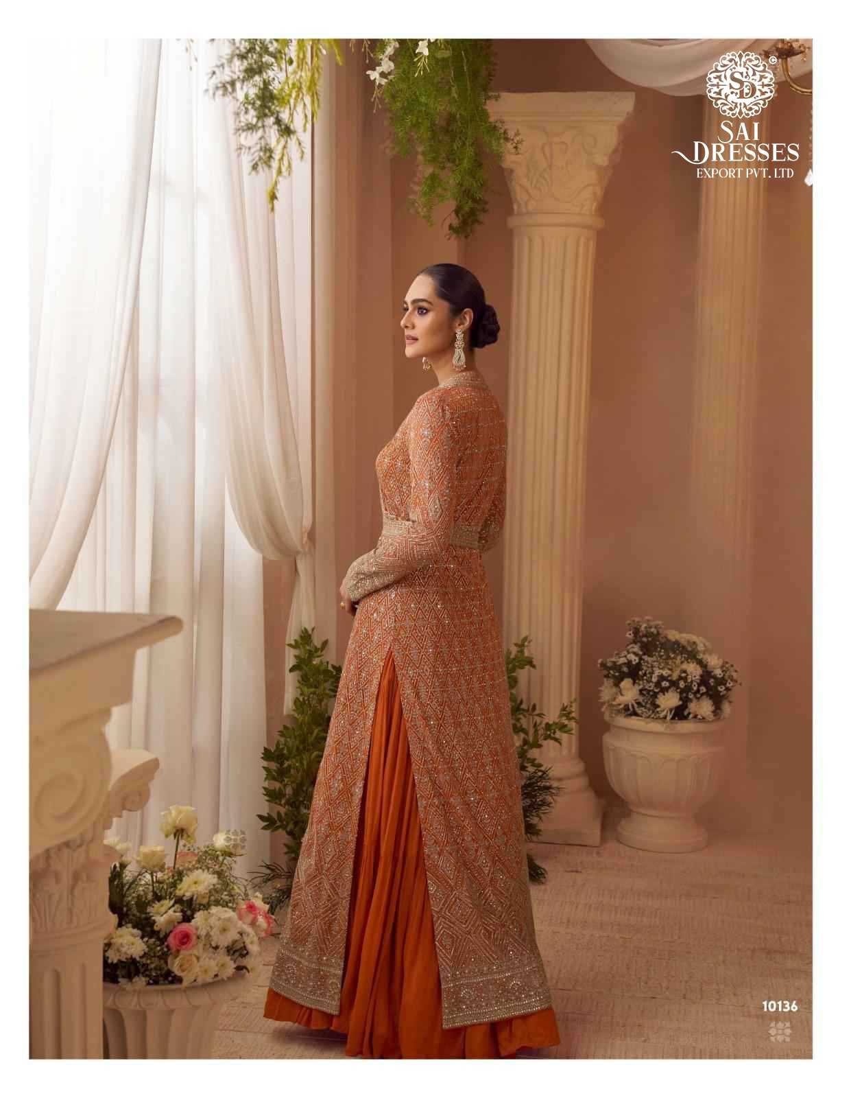 PREMIUM REAL CHINON SILK DESIGNER JACKET GOWN SET WITH HEAVY ALL-OVER EMBROIDERY – LUXURY FESTIVE & WEDDING WEAR COLLECTION