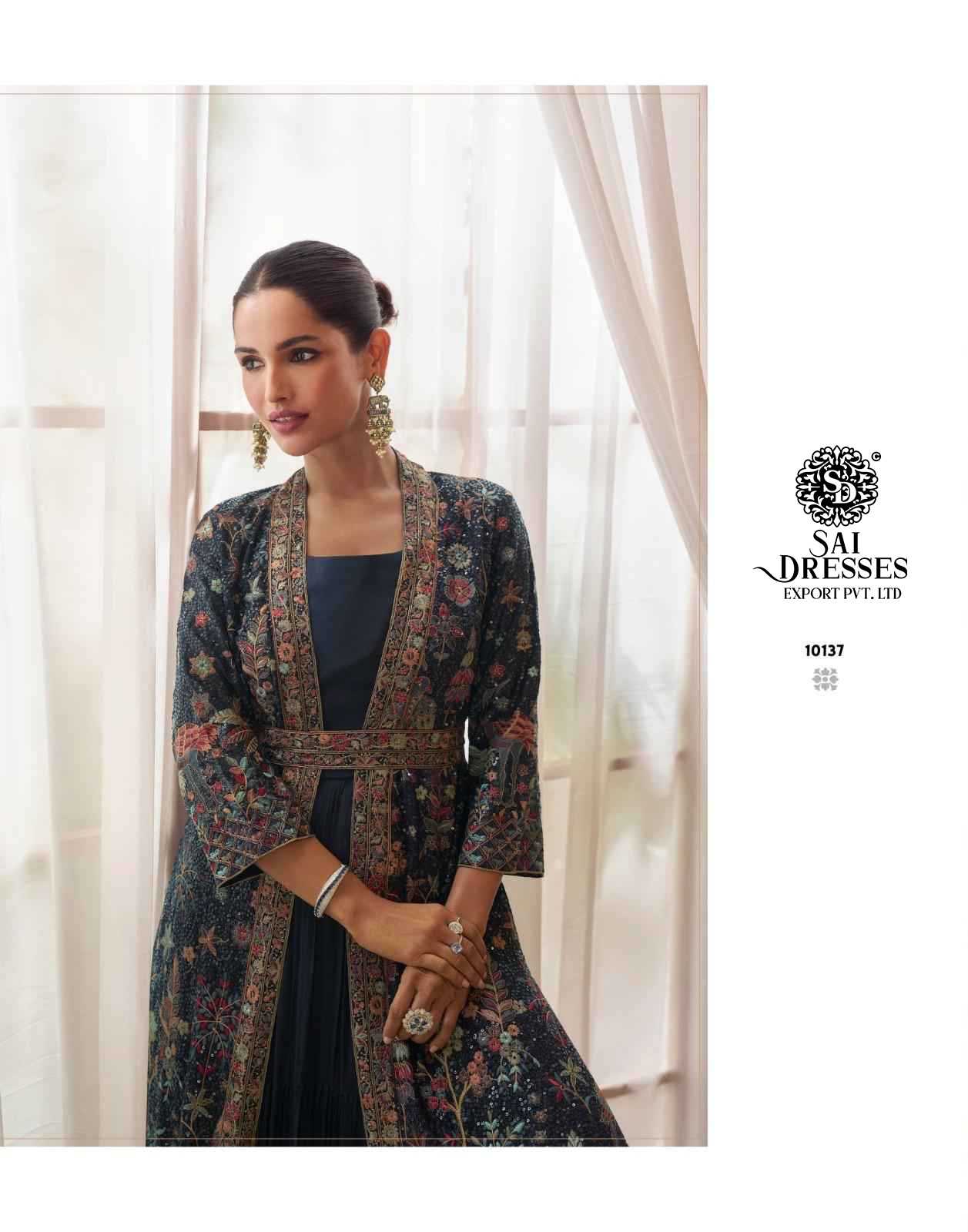 PREMIUM REAL CHINON SILK DESIGNER JACKET GOWN SET WITH HEAVY ALL-OVER EMBROIDERY – LUXURY FESTIVE & WEDDING WEAR COLLECTION