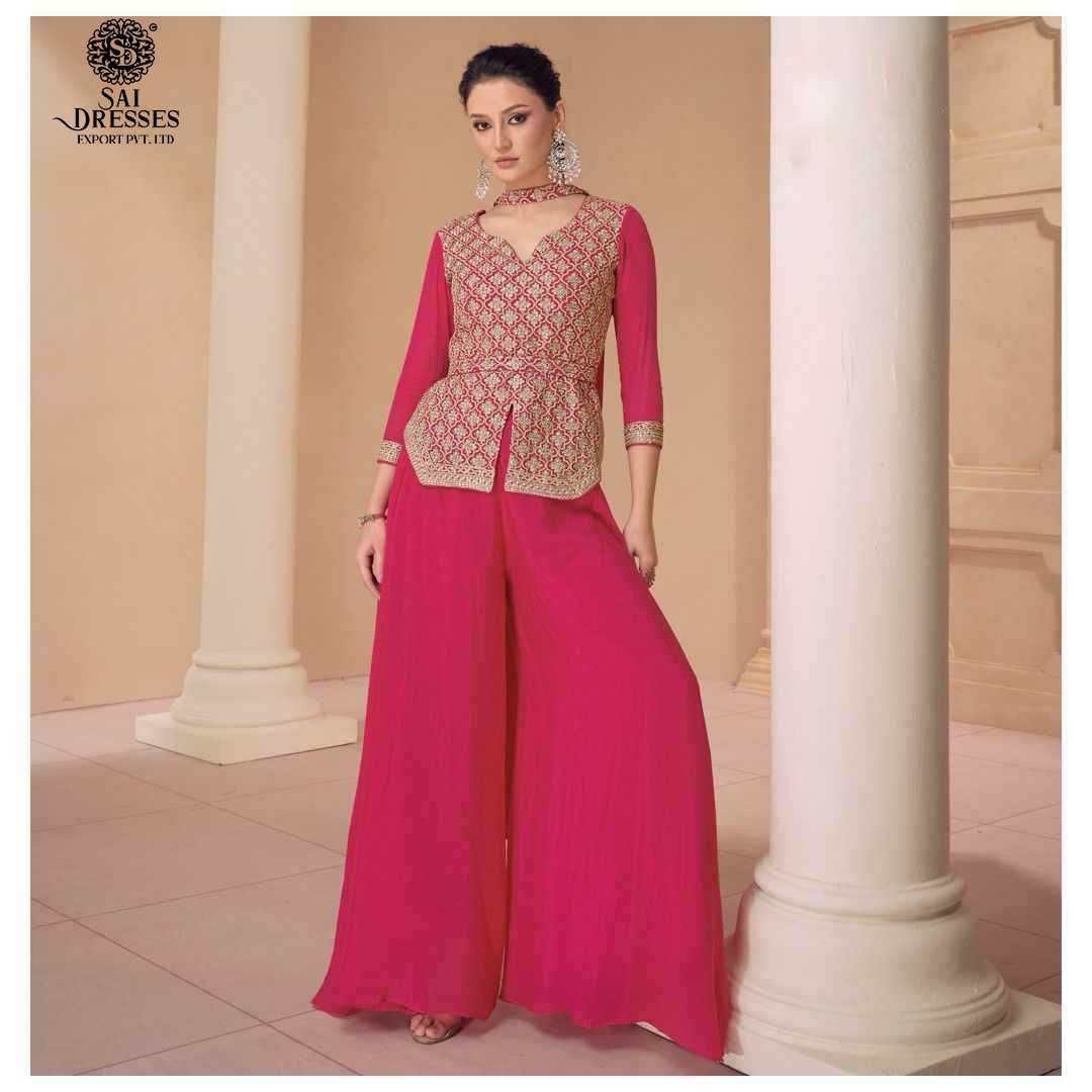 PREMIUM REAL CHINON SILK DESIGNER PALAZZO SET WITH HEAVY EMBROIDERED TOP – LUXURY FESTIVE & PARTY WEAR COLLECTION