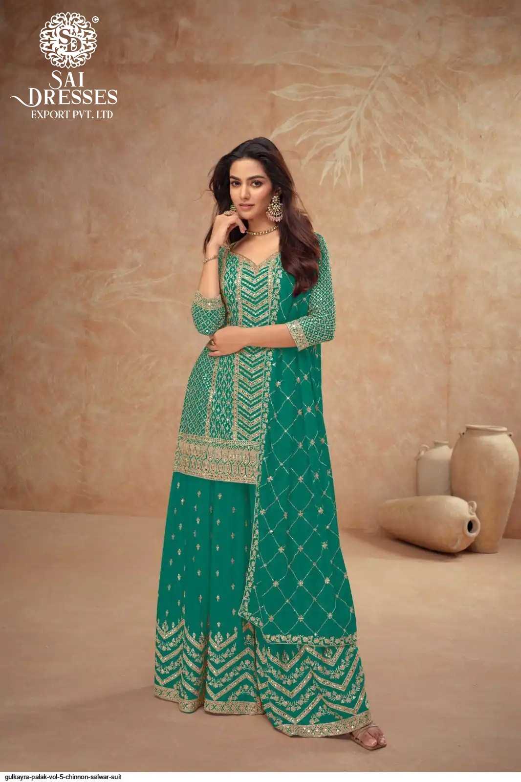 PREMIUM REAL CHINON SILK DESIGNER SHARARA SET WITH HEAVY EMBROIDERY AND ELEGANT DUPATTA – FESTIVE & WEDDING WEAR COLLECTION