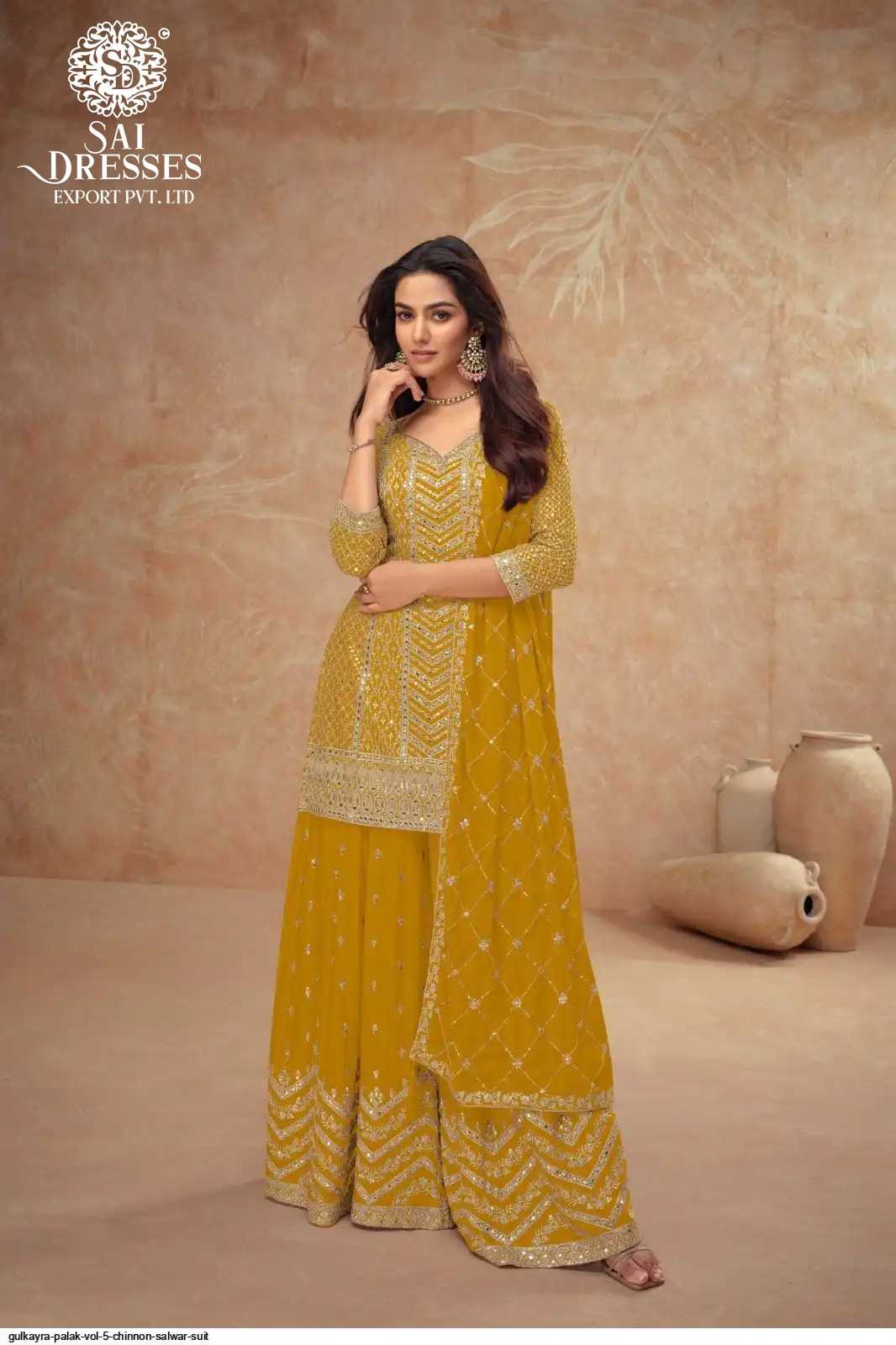 PREMIUM REAL CHINON SILK DESIGNER SHARARA SET WITH HEAVY EMBROIDERY AND ELEGANT DUPATTA – FESTIVE & WEDDING WEAR COLLECTION