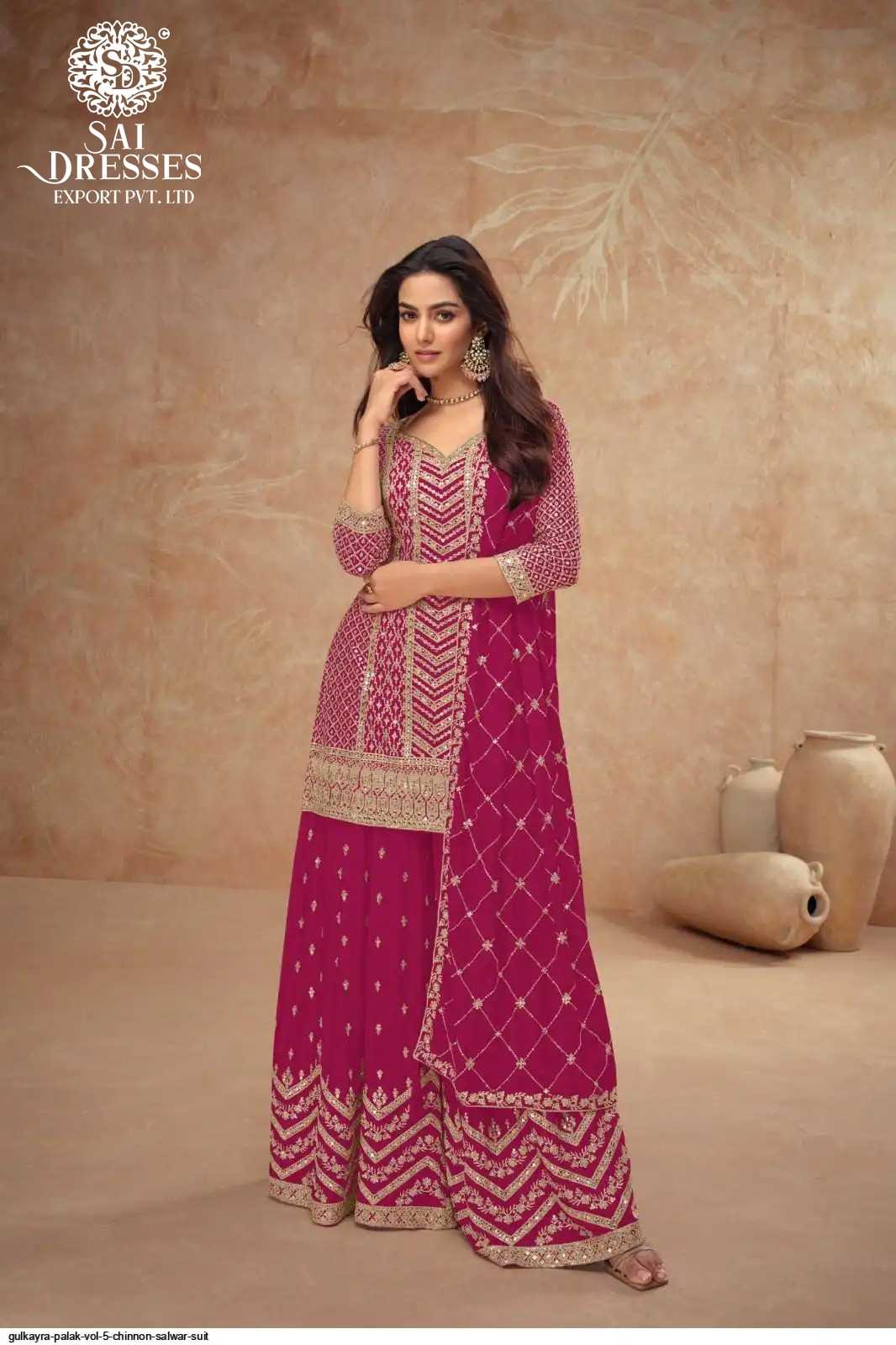 PREMIUM REAL CHINON SILK DESIGNER SHARARA SET WITH HEAVY EMBROIDERY AND ELEGANT DUPATTA – FESTIVE & WEDDING WEAR COLLECTION