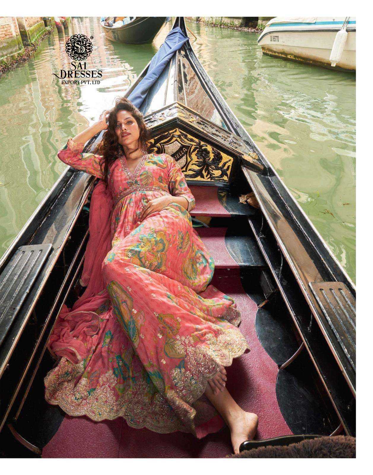 PREMIUM REAL CHINON SILK DIGITAL FLORAL PRINT ANARKALI STYLE GOWN WITH ELEGANT FLOW AND LUXURY FINISH