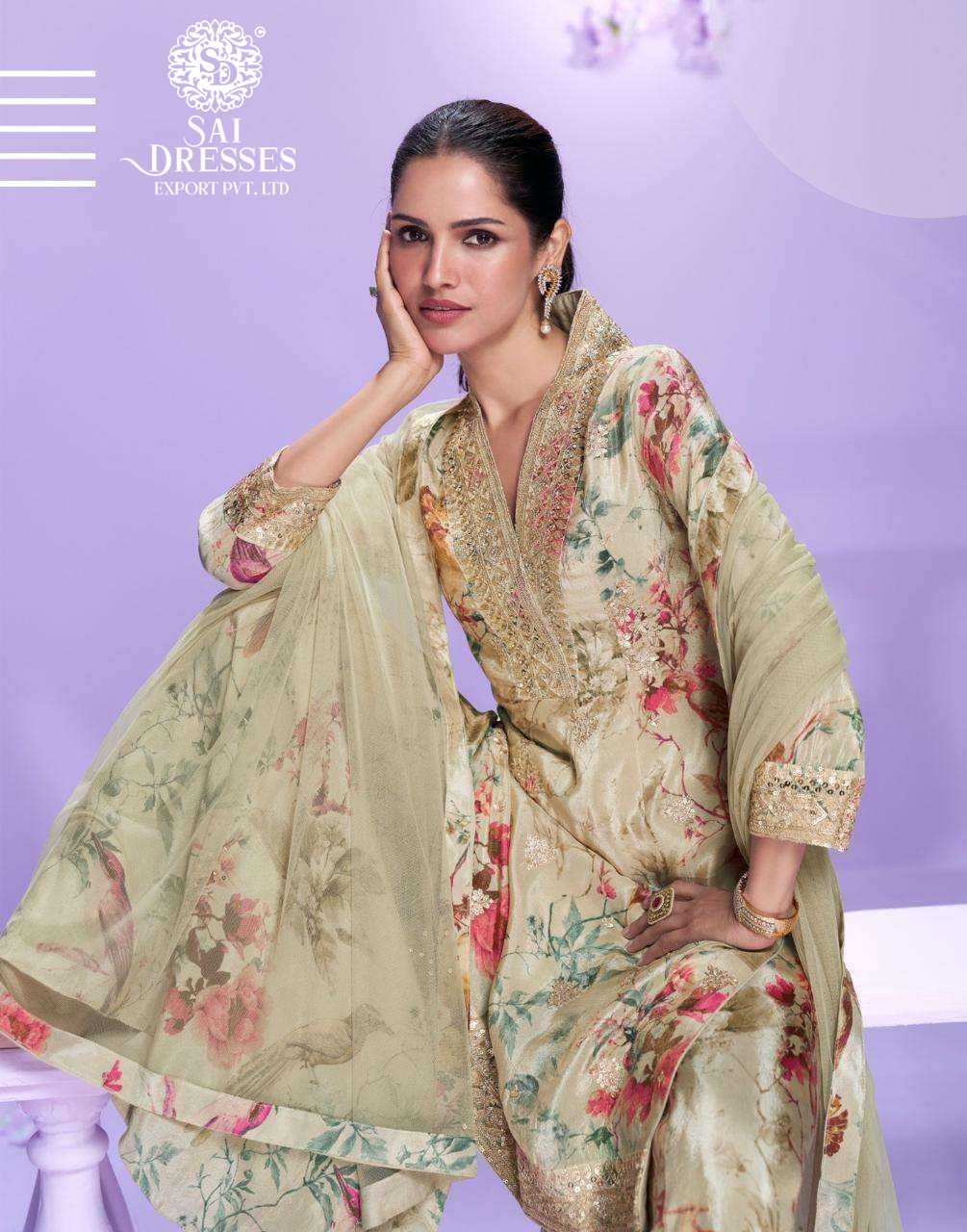 PREMIUM REAL CHINON SILK DIGITAL FLORAL PRINT KURTI WITH PLAZZO AND MATCHING DUPATTA – ELEGANT FESTIVE WEAR COLLECTION