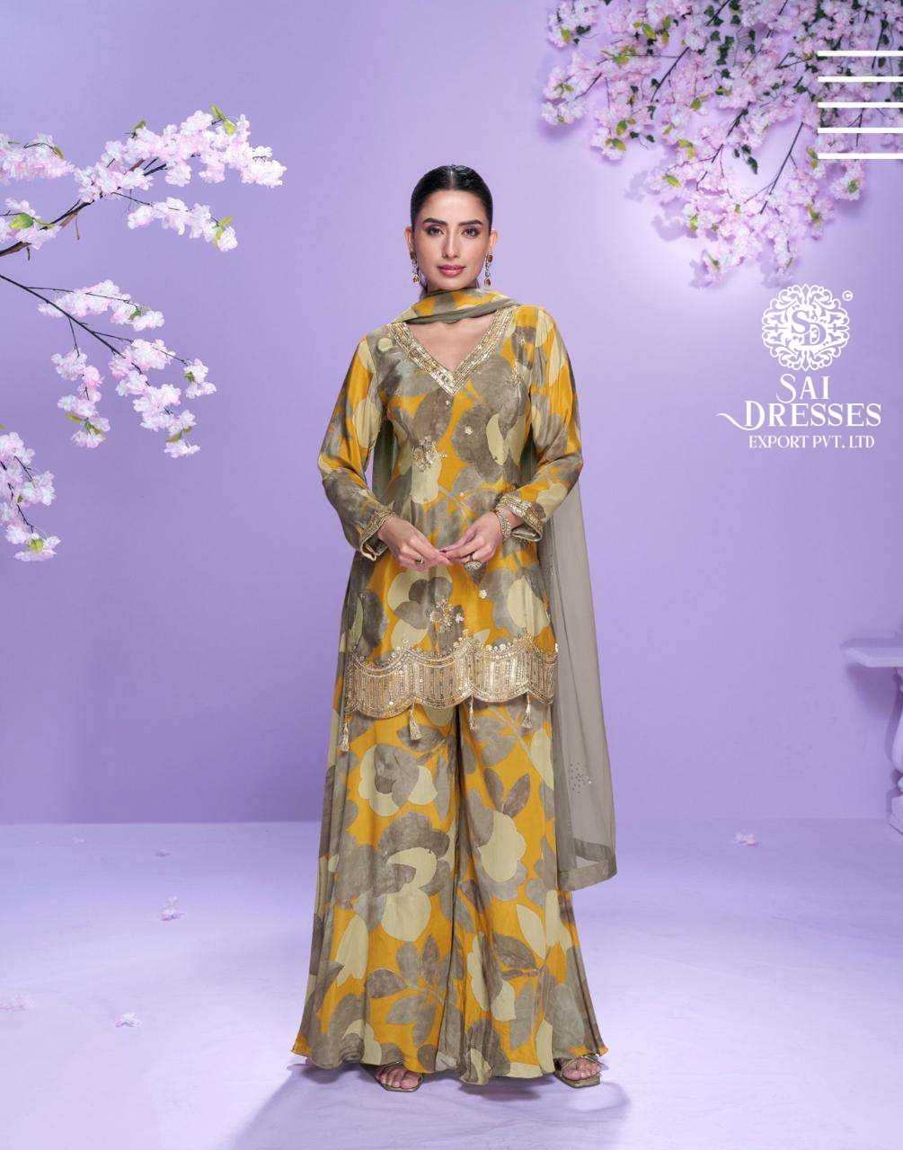 PREMIUM REAL CHINON SILK DIGITAL FLORAL PRINT KURTI WITH PLAZZO AND MATCHING DUPATTA – ELEGANT FESTIVE WEAR COLLECTION