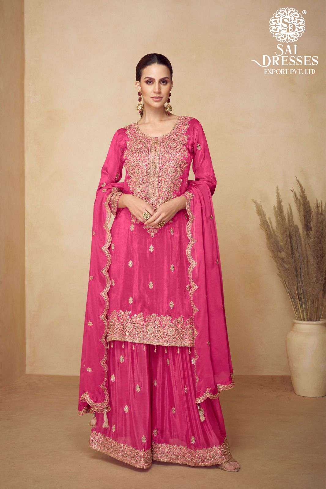 PREMIUM REAL CHINON SILK HEAVY EMBROIDERED KURTI WITH MATCHING PLAZZO AND DUPATTA – LUXURY FESTIVE AND PARTY WEAR COLLECTION